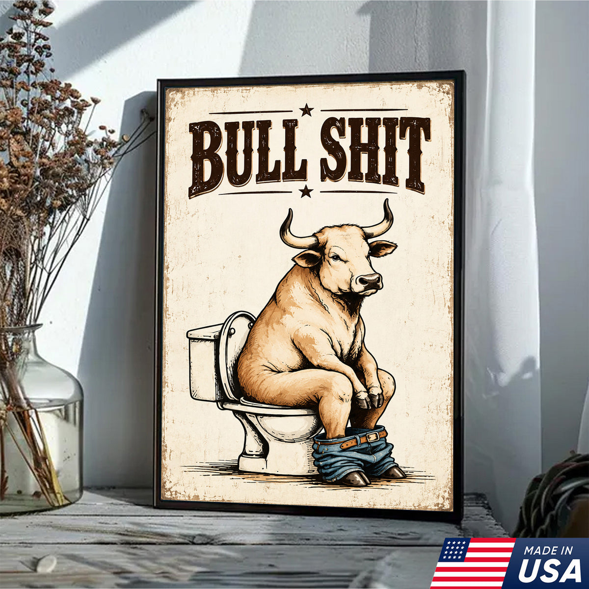 Bullshit Bathroom Humor Canvas