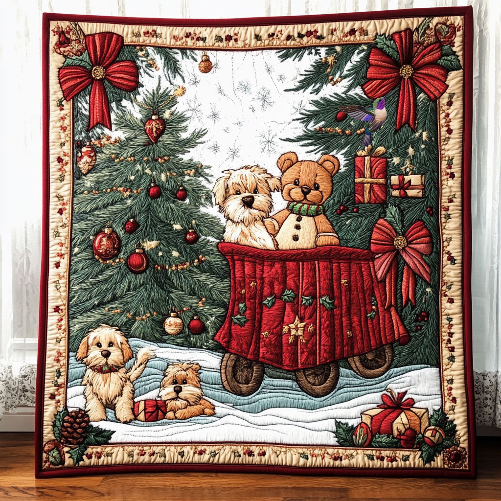 Christmas Holiday Dog Quilt Blanket