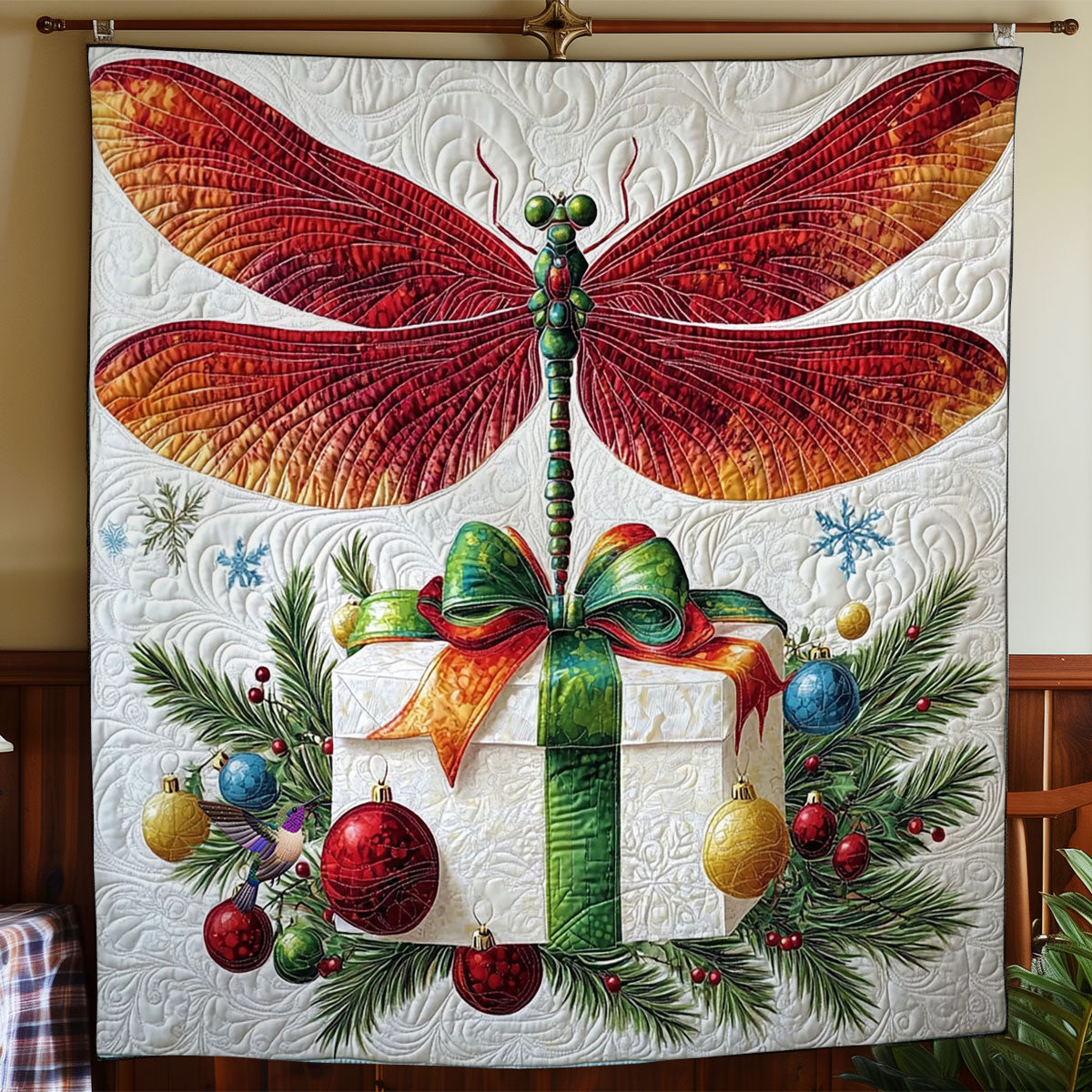 Christmas Dragonfly Quilt Blanket