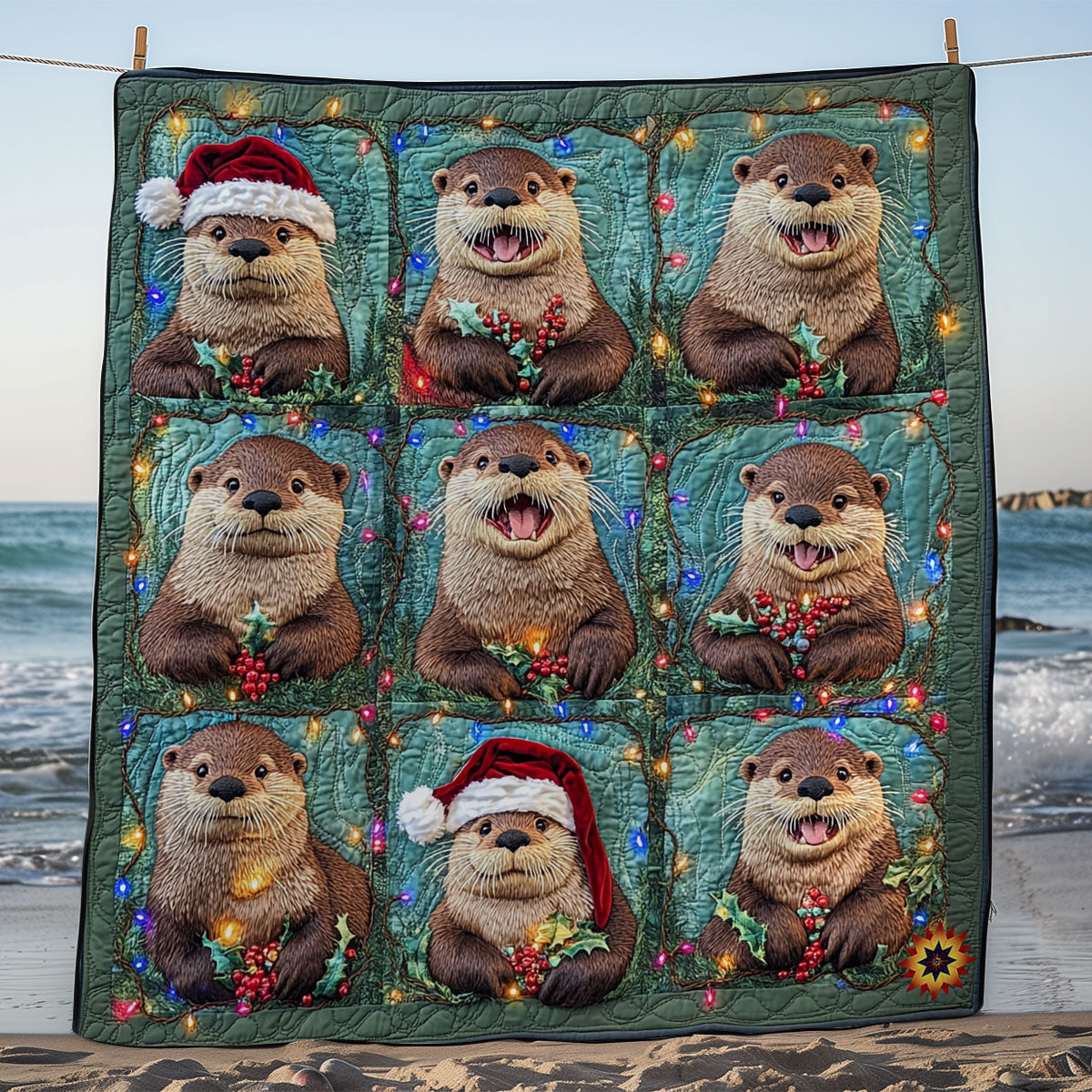 Christmas Of Otter Holiday Cheer Quilt Blanket
