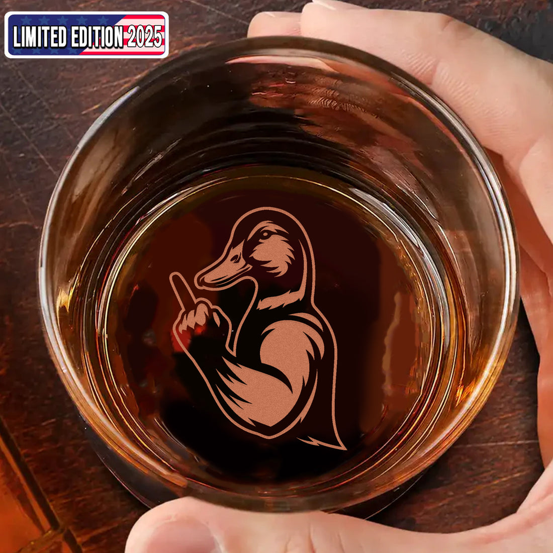 Funny Duck Whiskey Decanter Set – Engraved Drinking Glass for Hunters & Whiskey Lovers