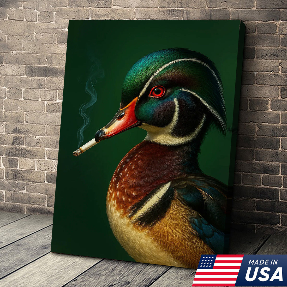 Wood Duck Wall Art Canvas - Vibrant Wildlife Cabin Decor - Unique Hunting Lodge Artwork