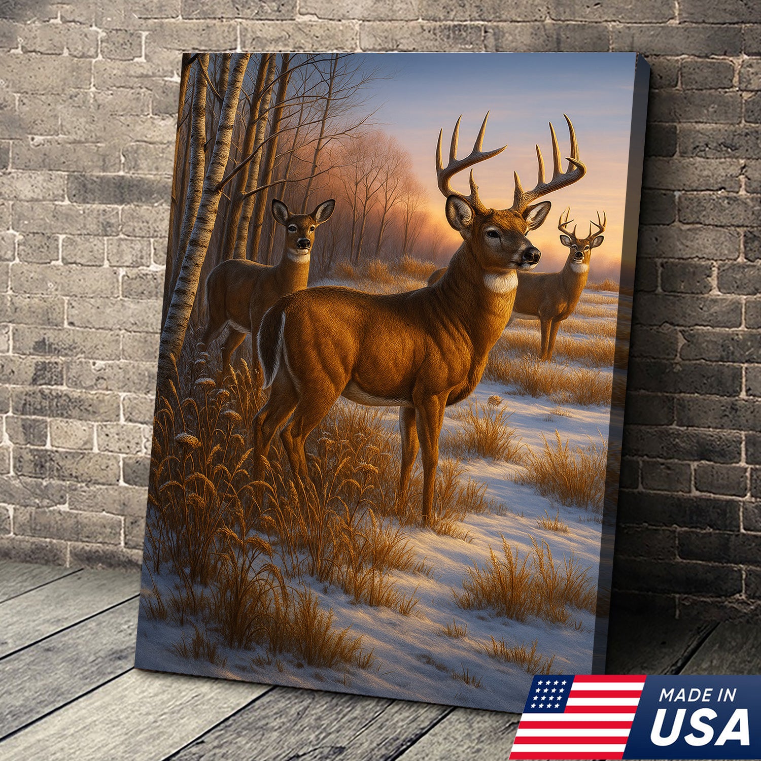 Majestic Deer in Winter Forest Canvas – Realistic Wildlife Canvas Wall Art for Hunters