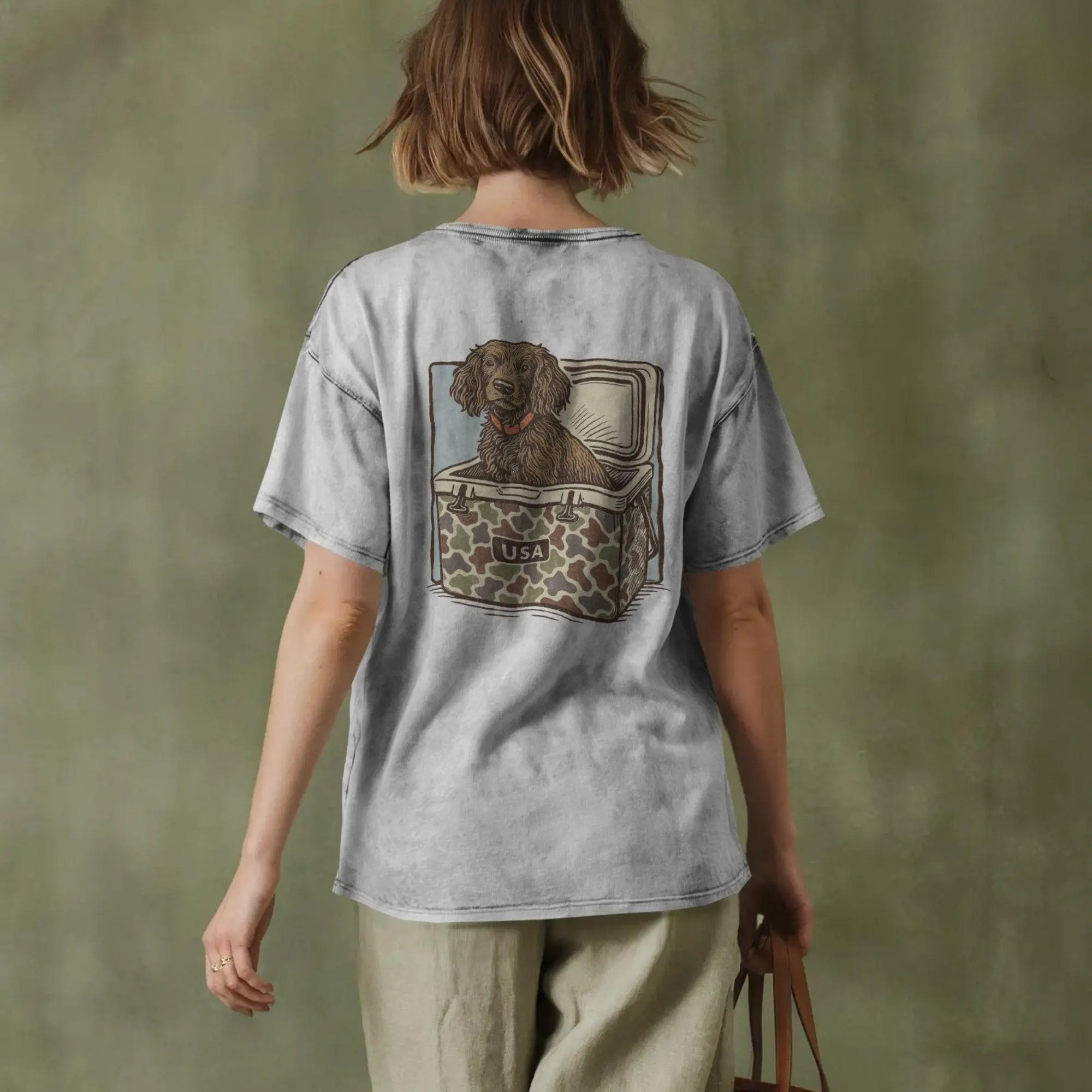 Camo Hunting Dog Cooler T-Shirt, USA Camo Ice Chest, Country Dog Summer, Funny USA Southern Outdoor Hunting Tee