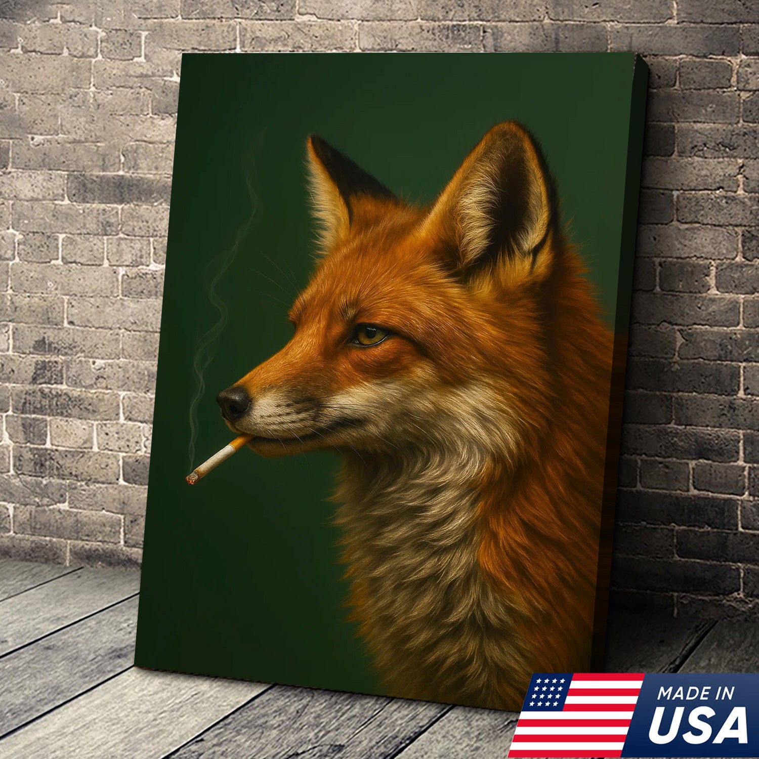 Rustic Red Fox Canvas Wall Art – Nature Inspired Cabin Decor – Unique Wildlife Wall Hanging