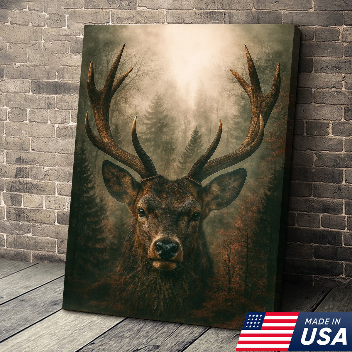 Majestic Deer Canvas Wall Art - Rustic Forest Stag Head Print, Wildlif ...