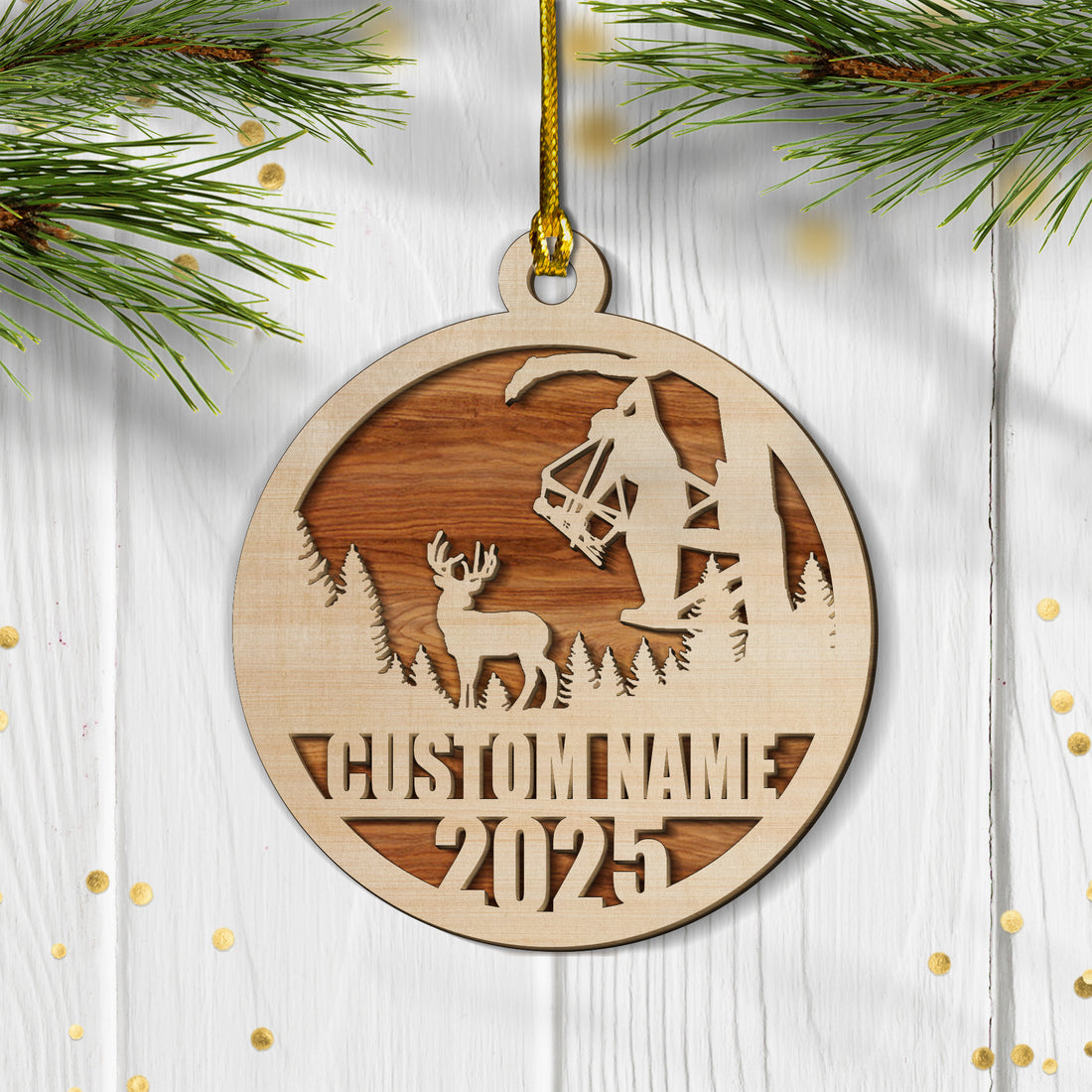 Personalized Bow Hunter Ornament 2025 – Custom Name Gift for Deer Hunters