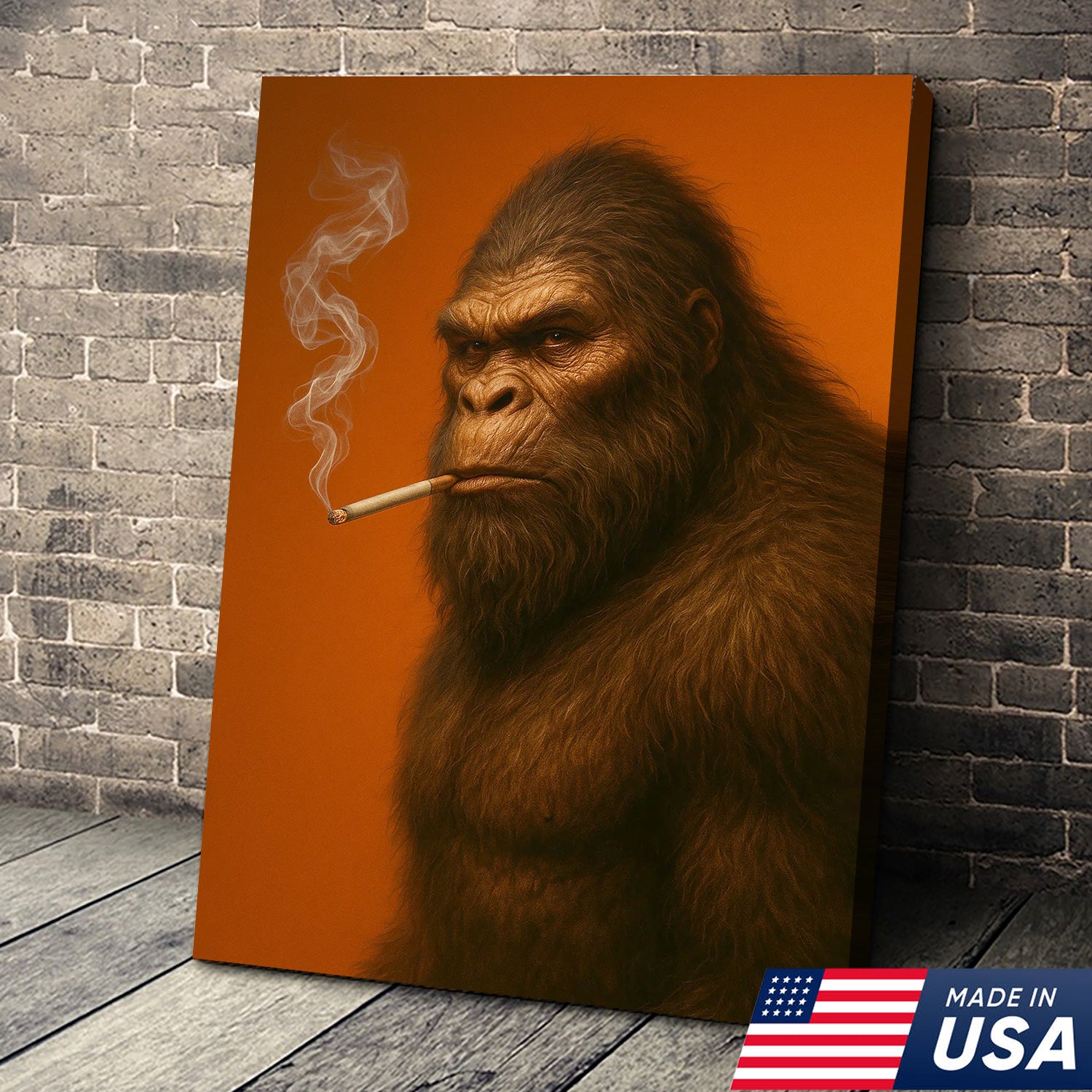 Bigfoot Canvas Wall Art – Mysterious Creature Print – Rustic Cabin and Lodge Wall Decor