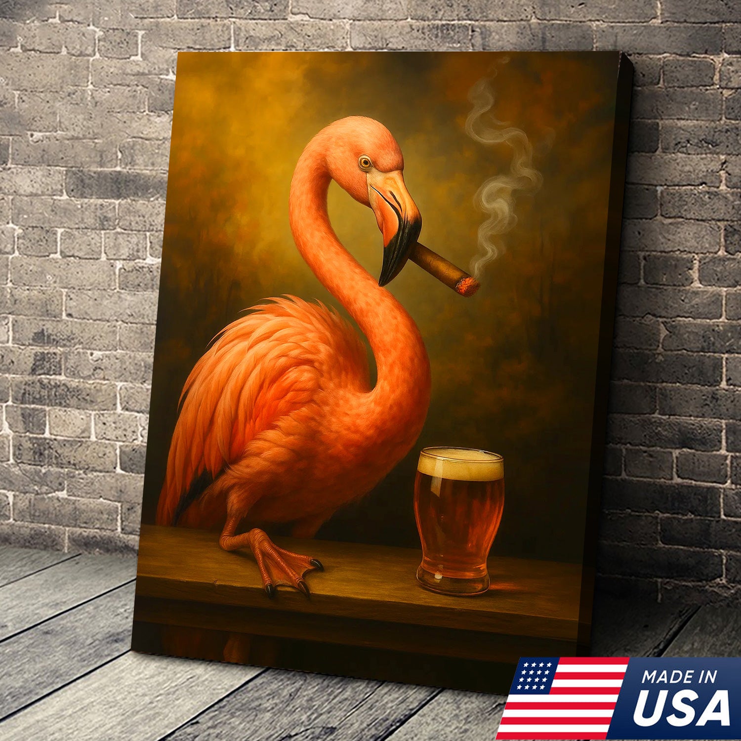Whimsical Flamingo Canvas Wall Art - Bold Tropical Bird Design for Modern Home Decor - Unique Animal Artwork