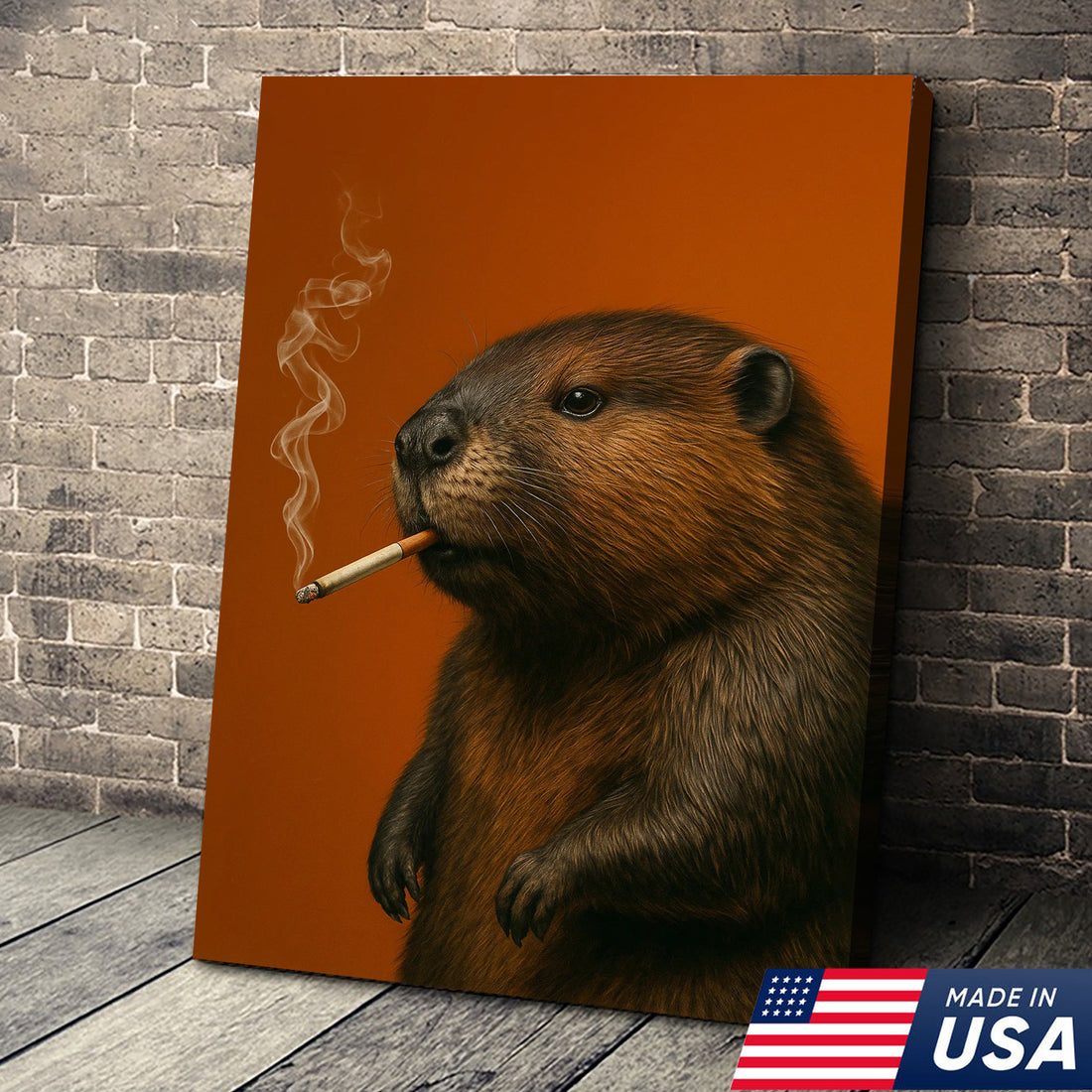 Beaver Canvas Wall Art – Rustic Wildlife Decor – Hunting Cabin Artwork – Woodland Nature Print – Lodge and Farmhouse Wall Hanging