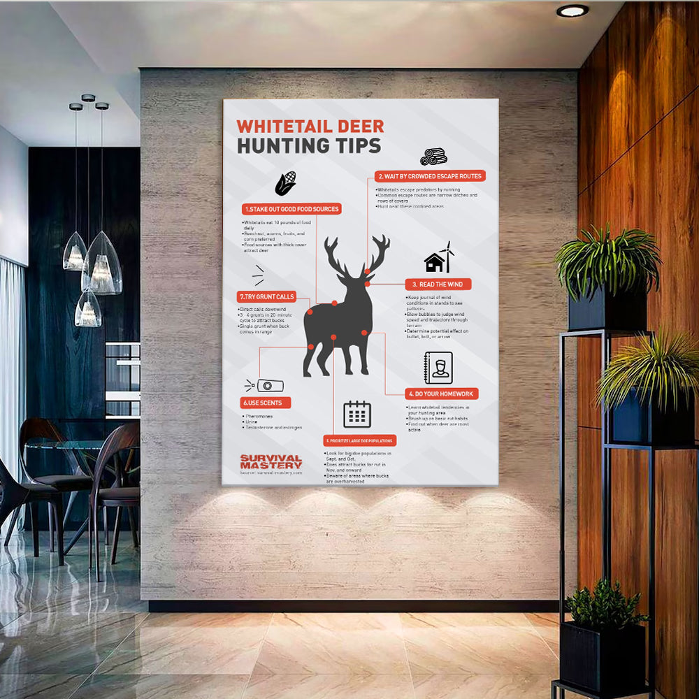 Whitetail Deer Hunting Tips Canvas Poster – Perfect Decor for Hunters – Boost Your Success in the Field