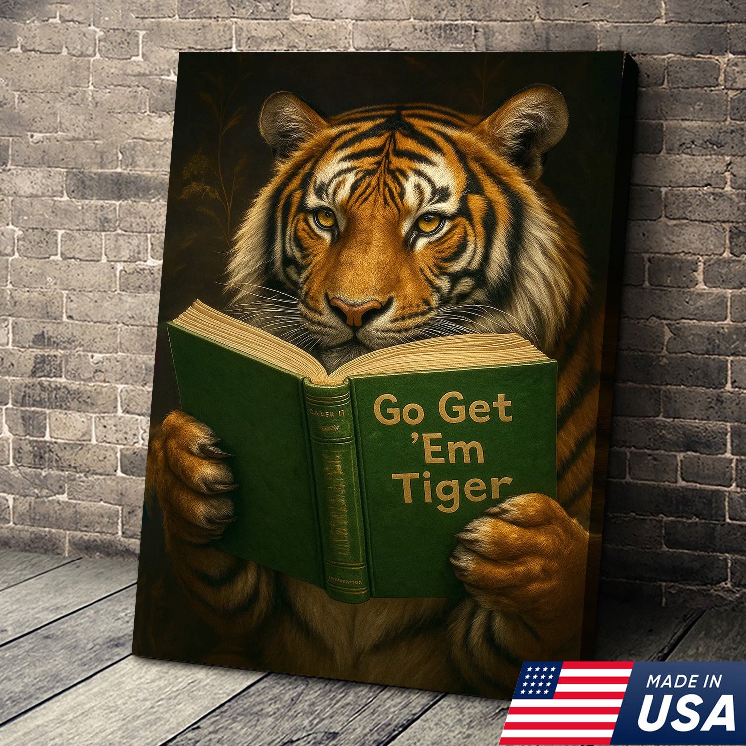Motivational Tiger Canvas Wall Art - Inspiring Reading Animal Design - Bold Wildlife Artwork for Home Decor