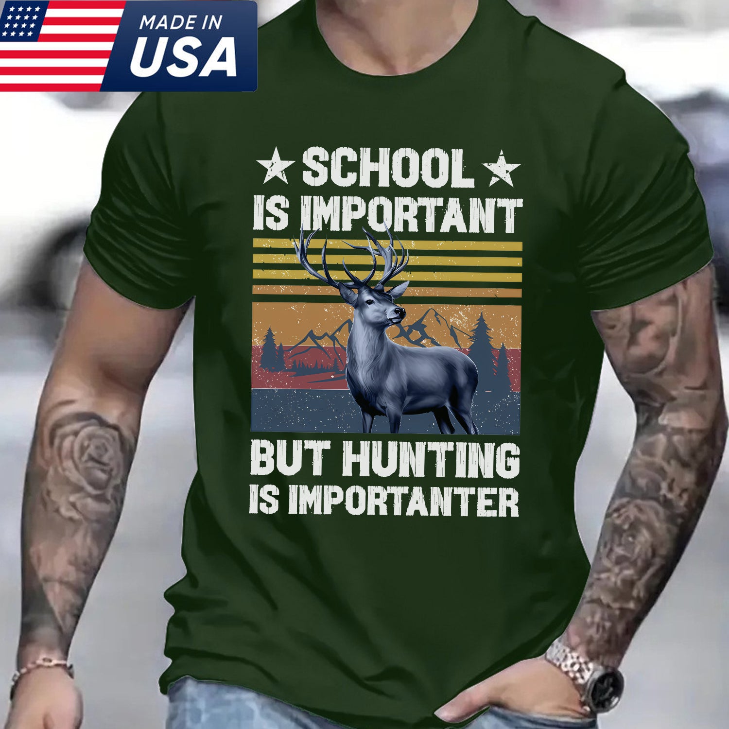 Funny Hunting T-Shirt – School Is Important But Hunting Is Importanter T-Shirt for Hunters