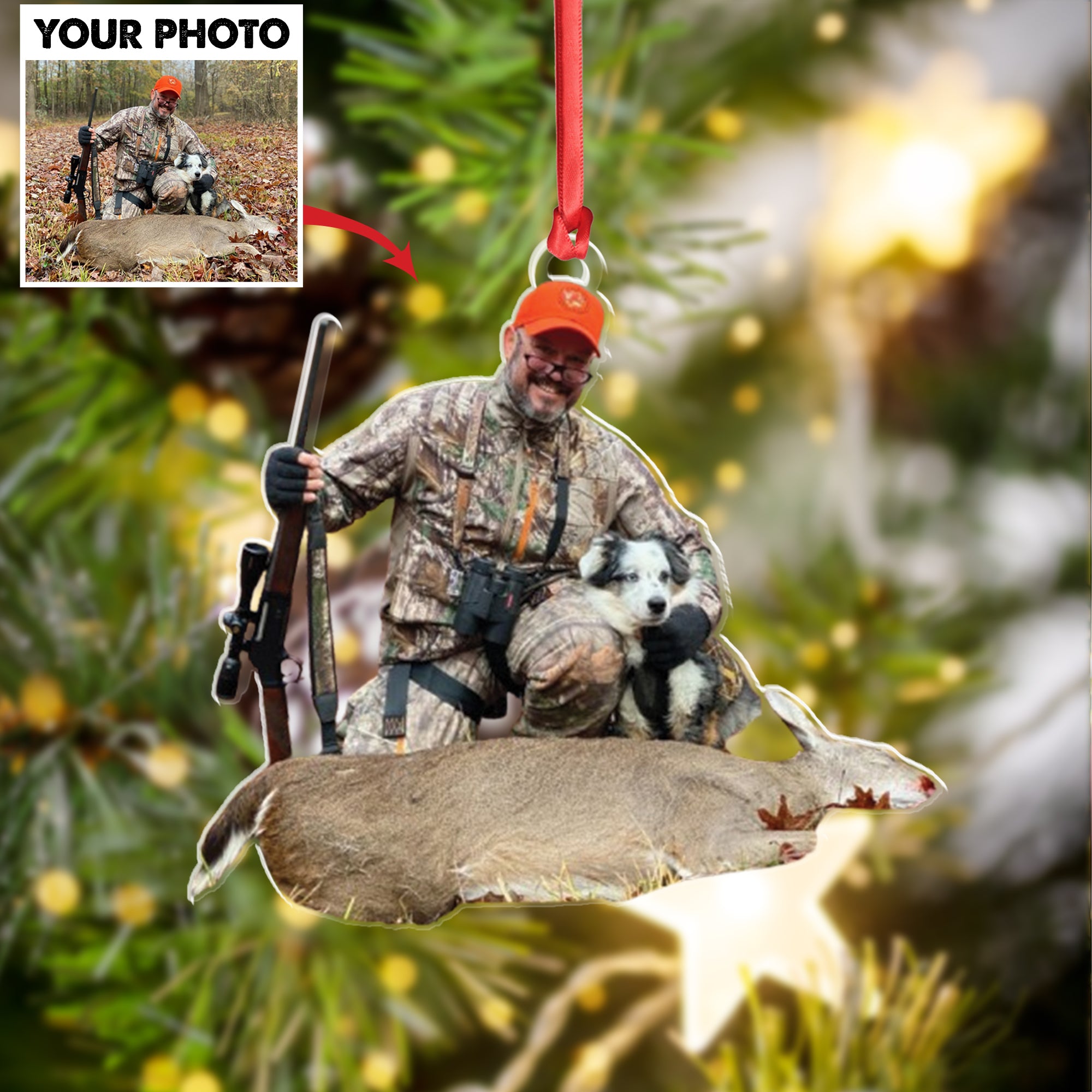 Personalized Hunting Acrylic Christmas Ornament – Custom Photo Gift for Hunters & Outdoor Lovers