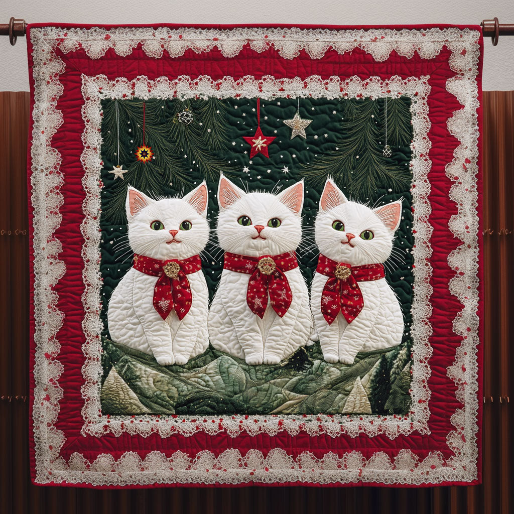Christmas Cat Frosty Morning Quilt Blanket