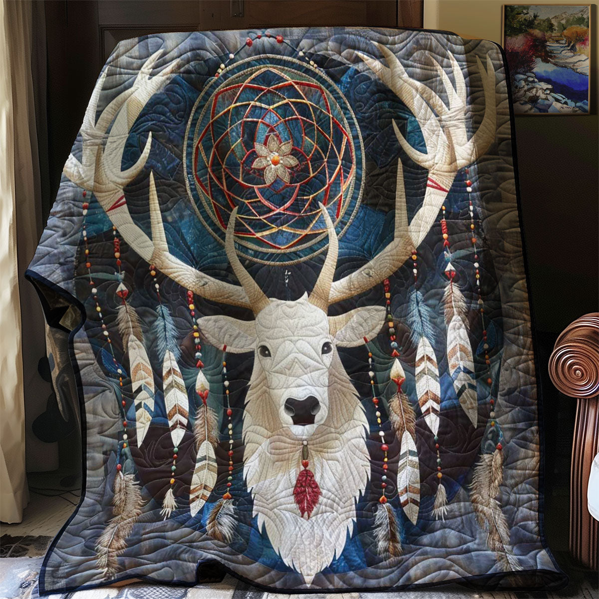 Dream Catcher Snow Stag Quilt Blanket