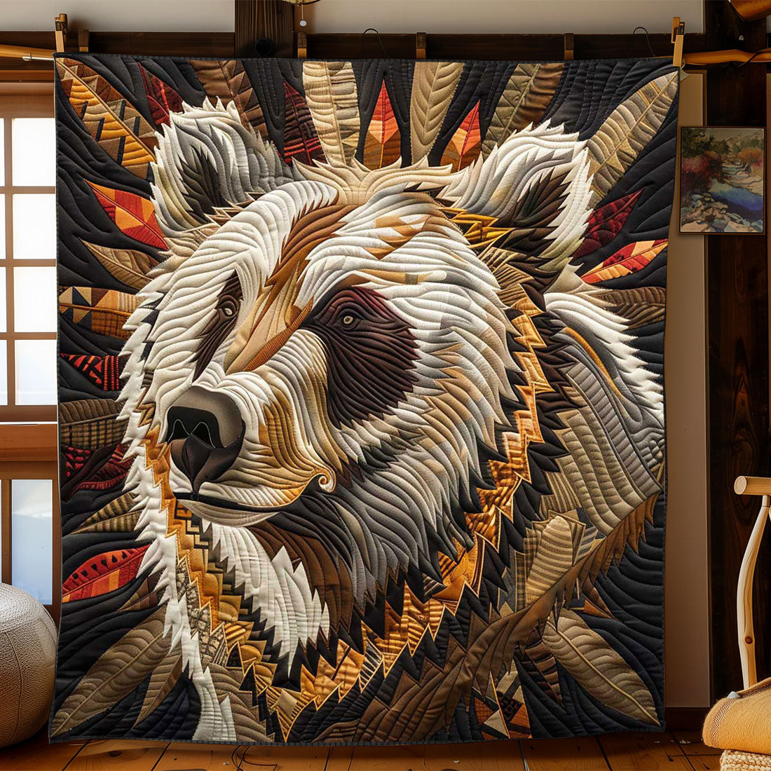 Chief Bear Quilt Blanket