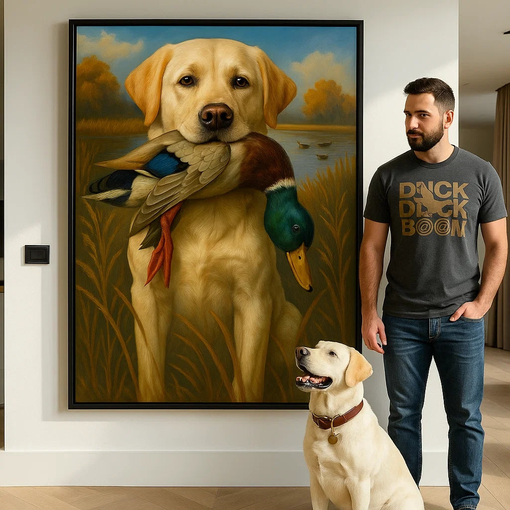 Personalized Hunting Dog Canvas – Custom Golden Retriever Dog Wall Art With Duck