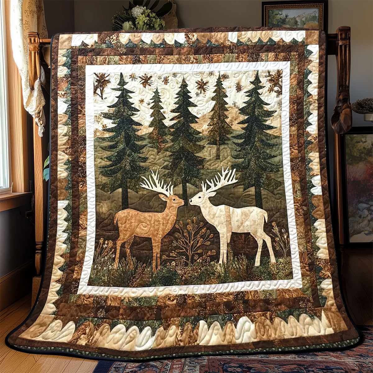 Deer Couple Quilt Blanket