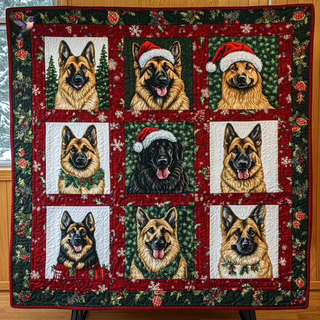 Christmas German Shepherd Quilt Blanket