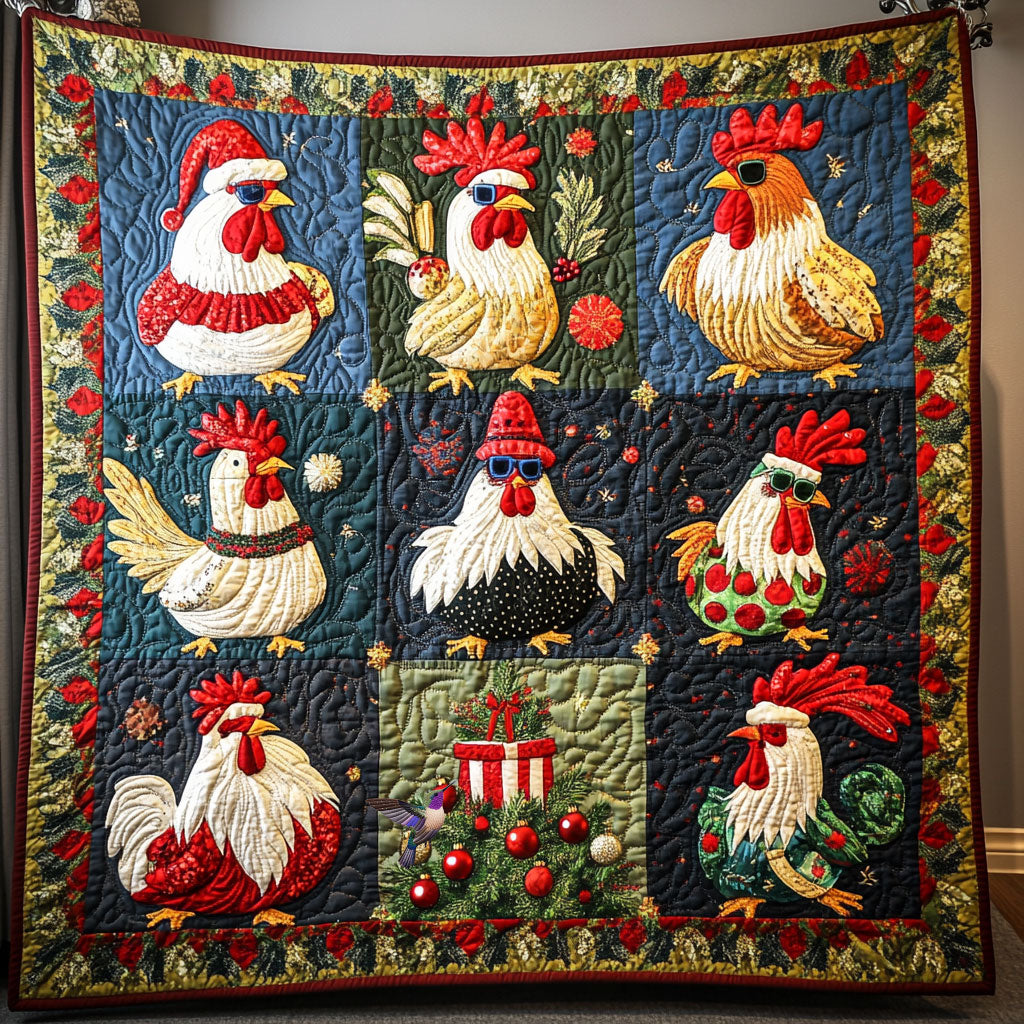Christmas Hen Quilt Blanket