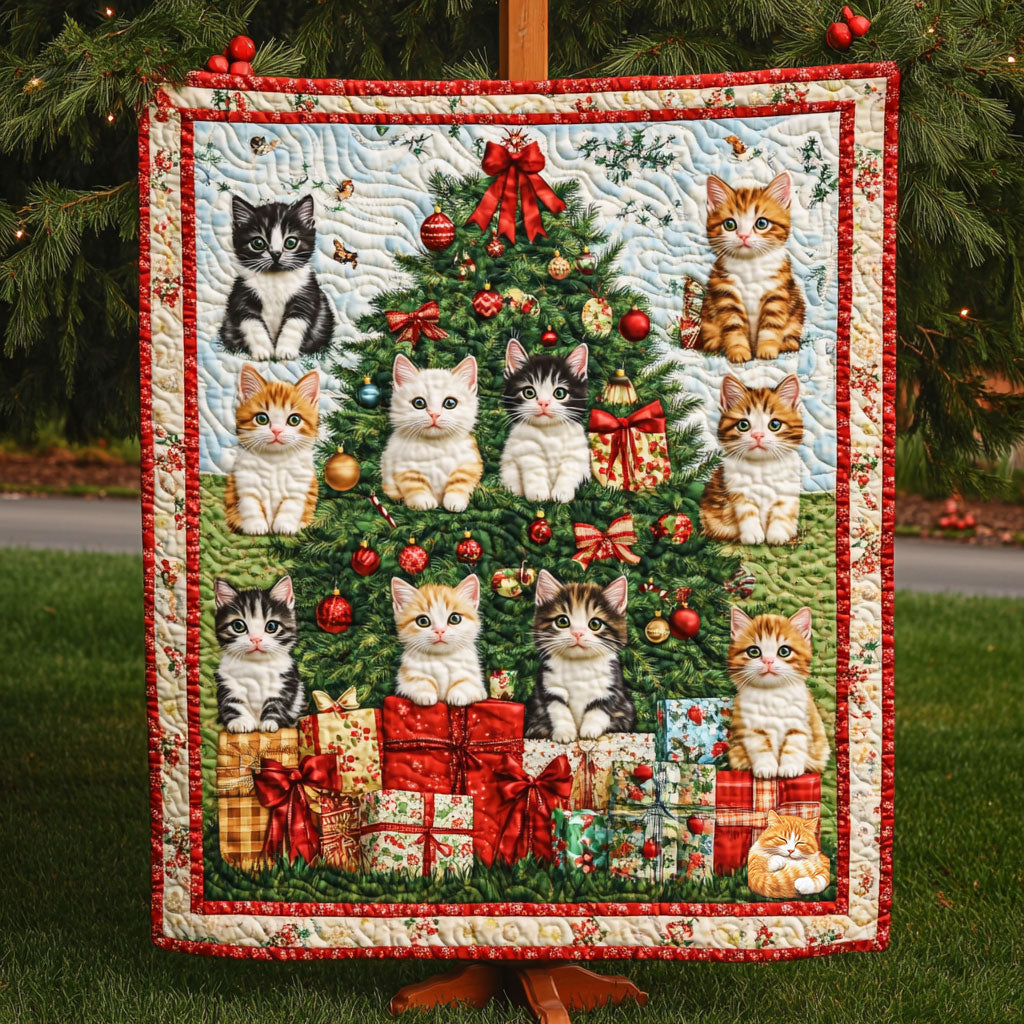 Cat Christmas Happy Quilt Blanket