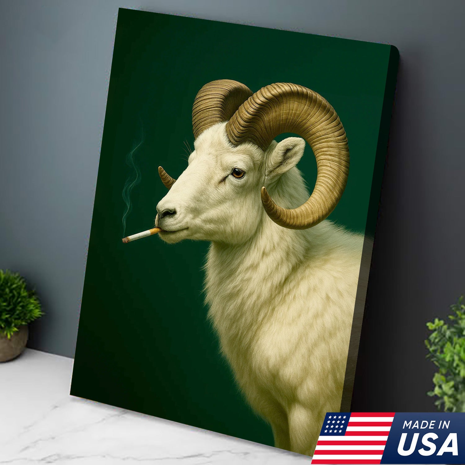 Dall Sheep Wall Art Canvas - Rustic Wildlife Decor for Cabin & Lodge - Hunting Gift Artwork