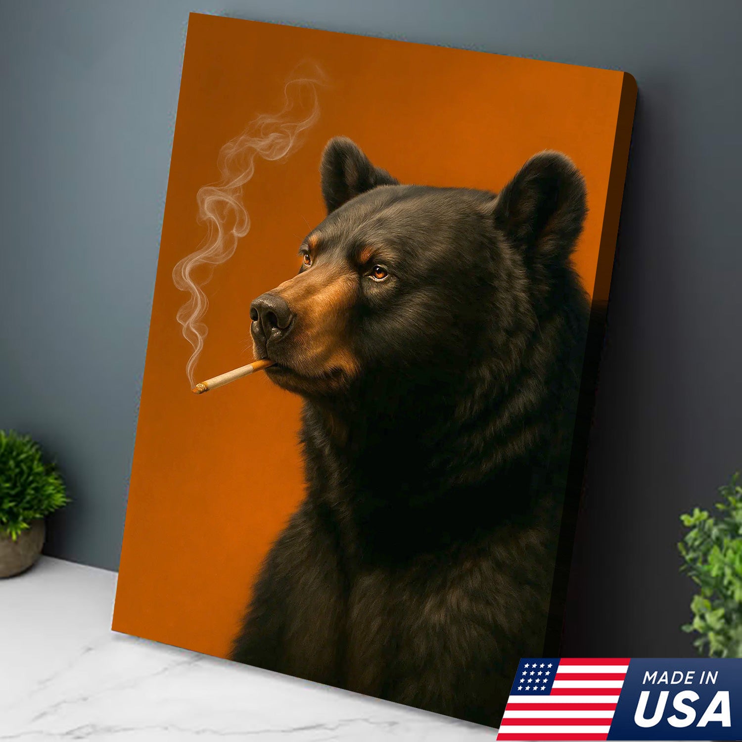 Black Bear Canvas Wall Art – Bold Rustic Wildlife Decor for Cabin, Lodge & Nature Lovers