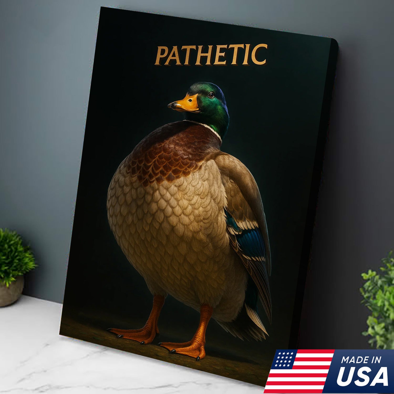 Pathetic Mallard Duck Canvas Wall Art – Funny Hunting Decor – Rustic Lodge Wall Print