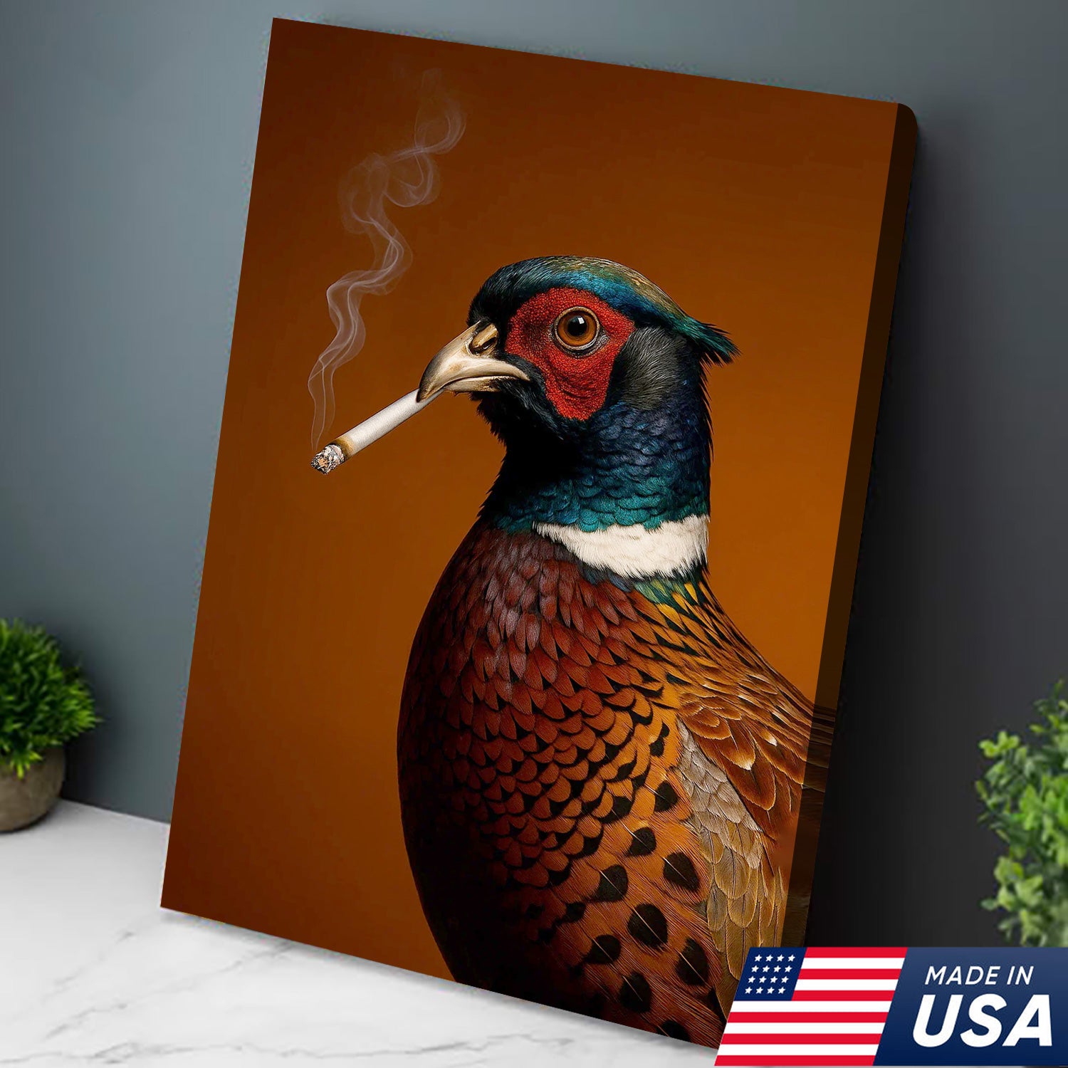 Pheasant Canvas Wall Art – Vibrant Rustic Wildlife Decor for Cabin, Lodge & Hunting Enthusiasts