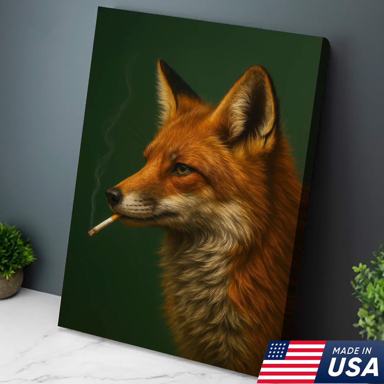 Rustic Red Fox Canvas Wall Art – Nature Inspired Cabin Decor – Unique Wildlife Wall Hanging