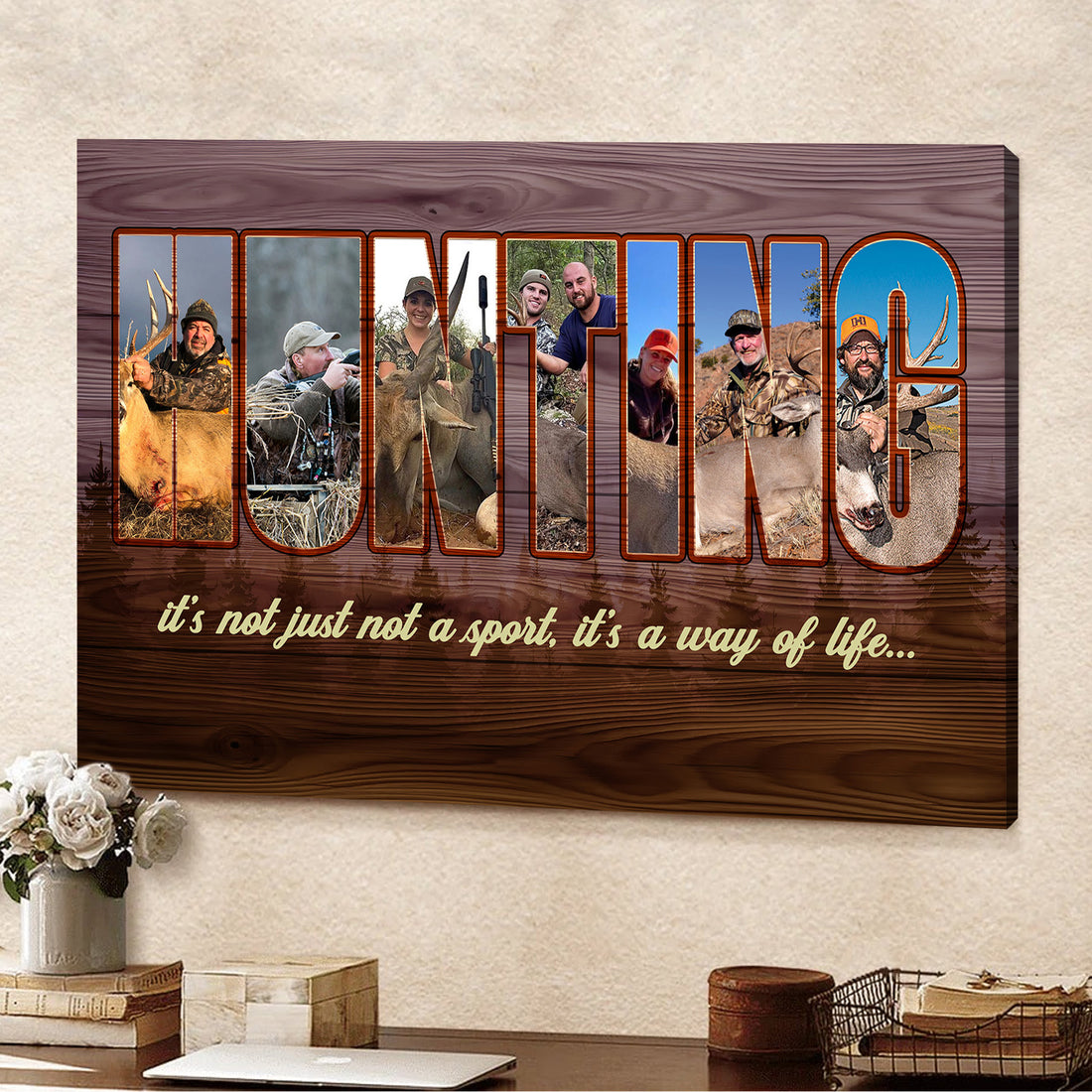 Personalized Hunting Canvas – Custom Photo Collage for Hunters, Hunting Is Not Just a Sport It’s a Way of Life Wall Art, Rustic Cabin Decor Gift