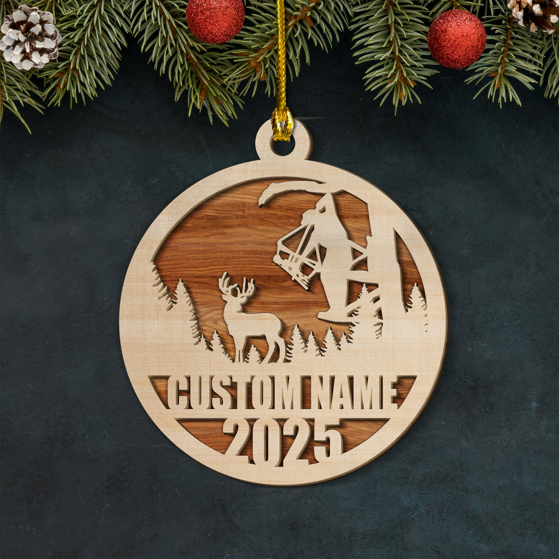 Personalized Bow Hunter Ornament 2025 – Custom Name Gift for Deer Hunters