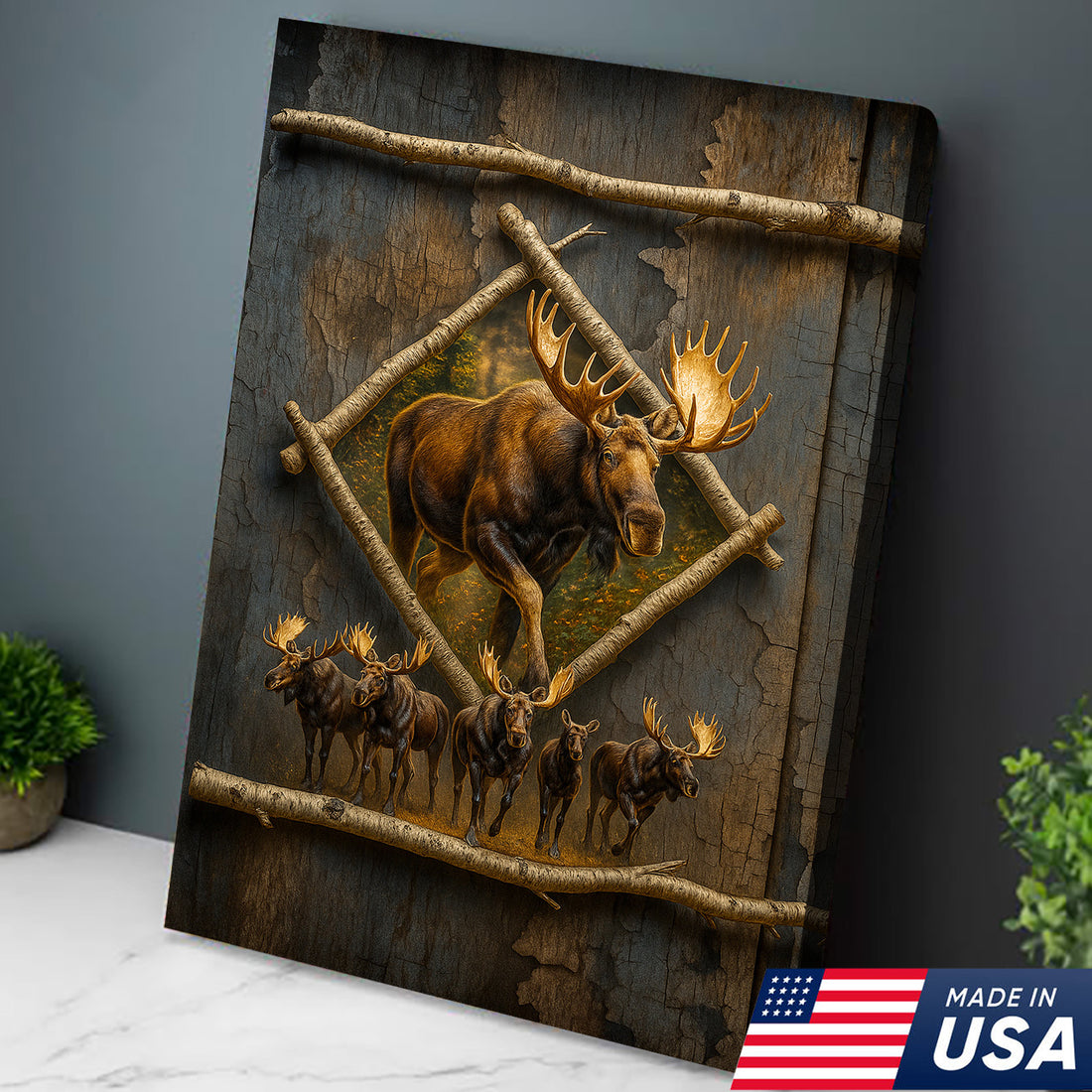 Majestic Moose Canvas Wall Art – Rustic Cabin Decor & Perfect Gift for Hunters