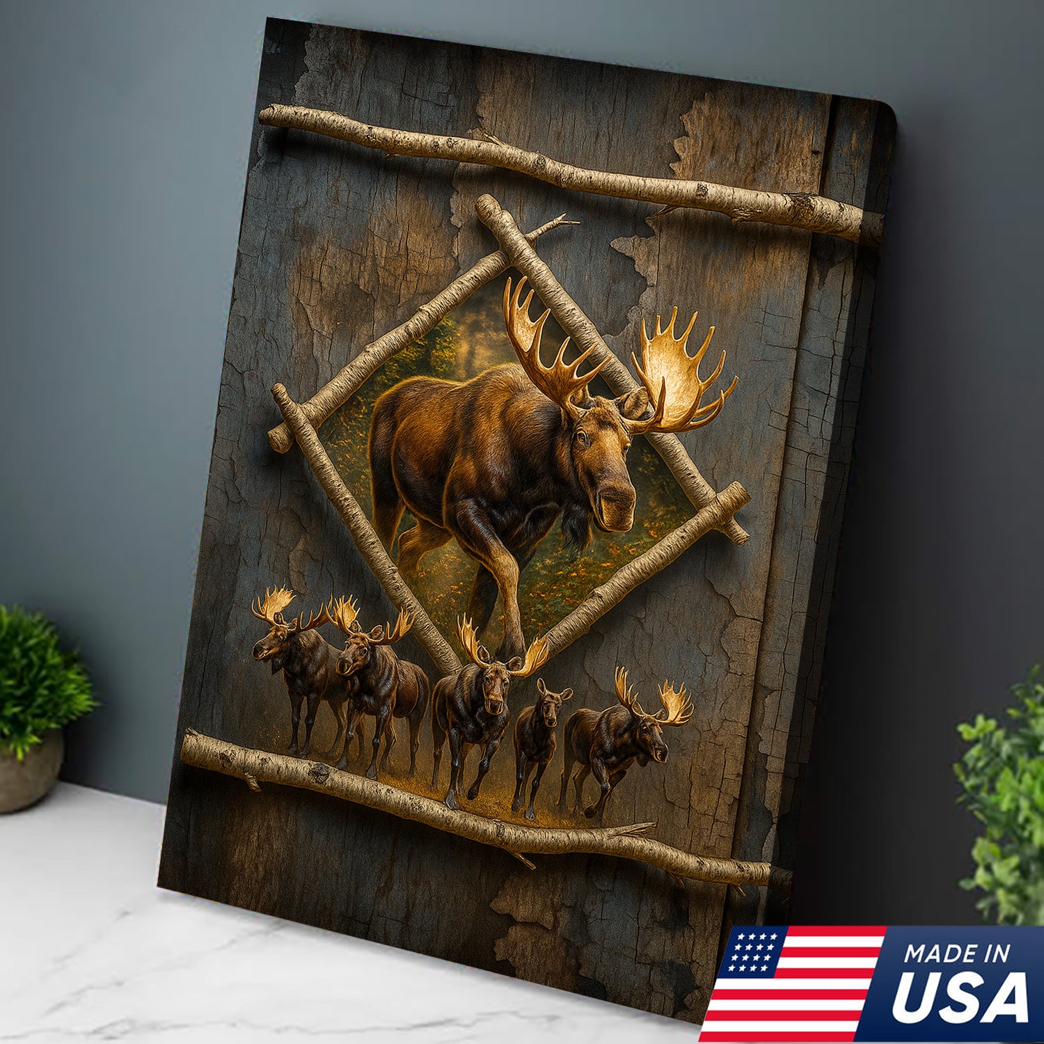 Majestic Moose Canvas Wall Art – Rustic Cabin Decor & Perfect Gift for Hunters