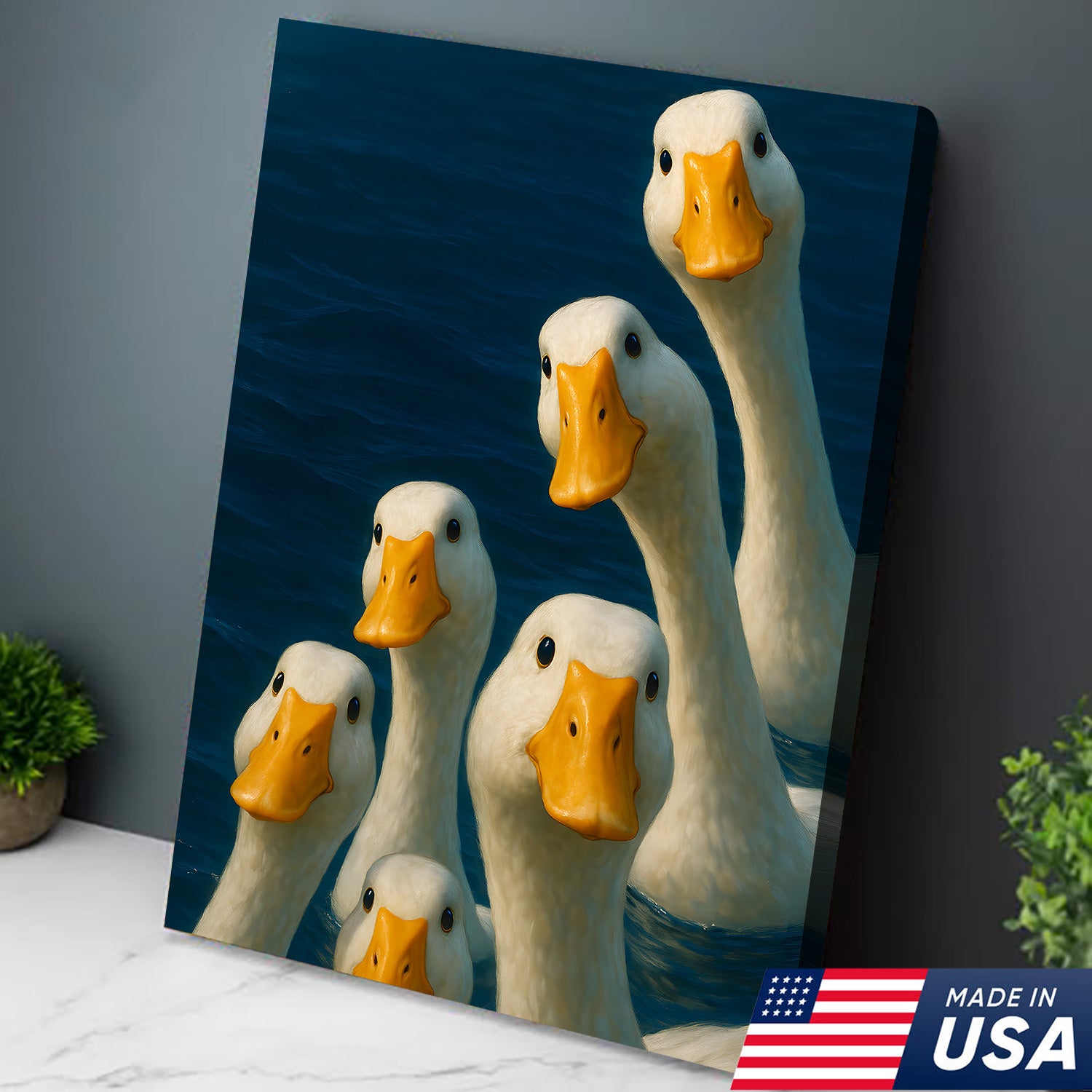 Funny Duck Canvas Wall Art – Quirky Farmhouse & Hunting Cabin Decor, Perfect Gift for Hunters