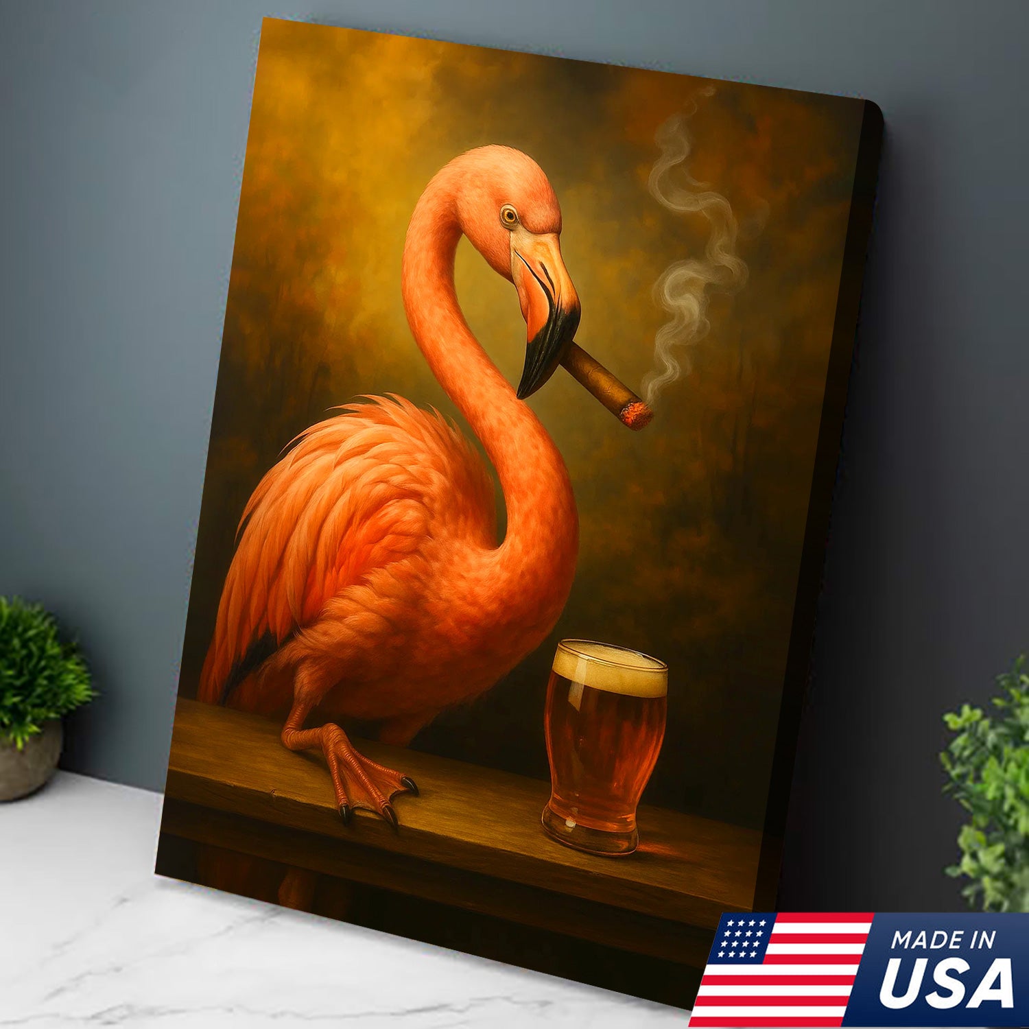 Whimsical Flamingo Canvas Wall Art - Bold Tropical Bird Design for Modern Home Decor - Unique Animal Artwork