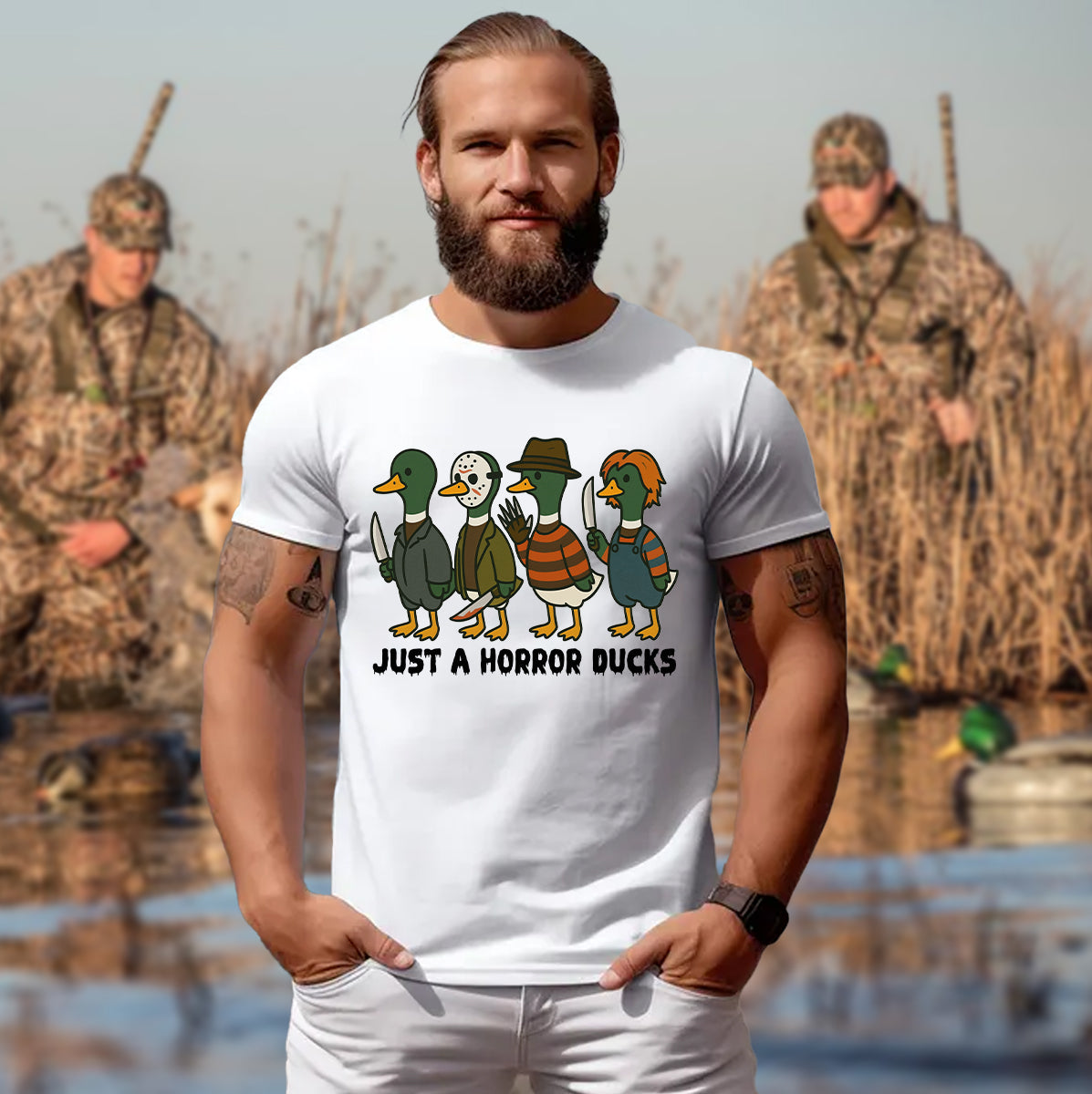 Just A Horror Ducks T-Shirt - Funny Halloween Duck Design for Hunters & Horror