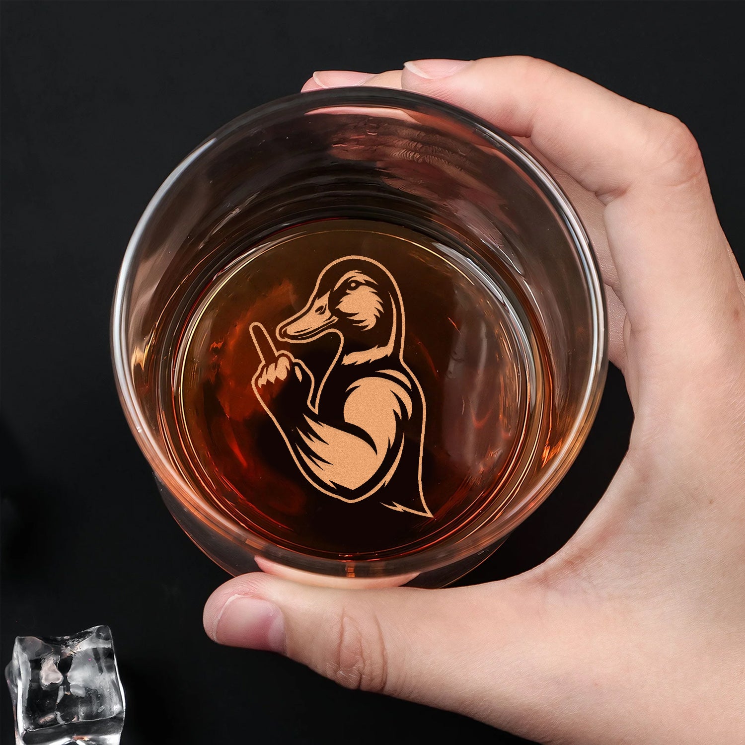 Funny Duck Whiskey Decanter Set – Engraved Drinking Glass for Hunters & Whiskey Lovers