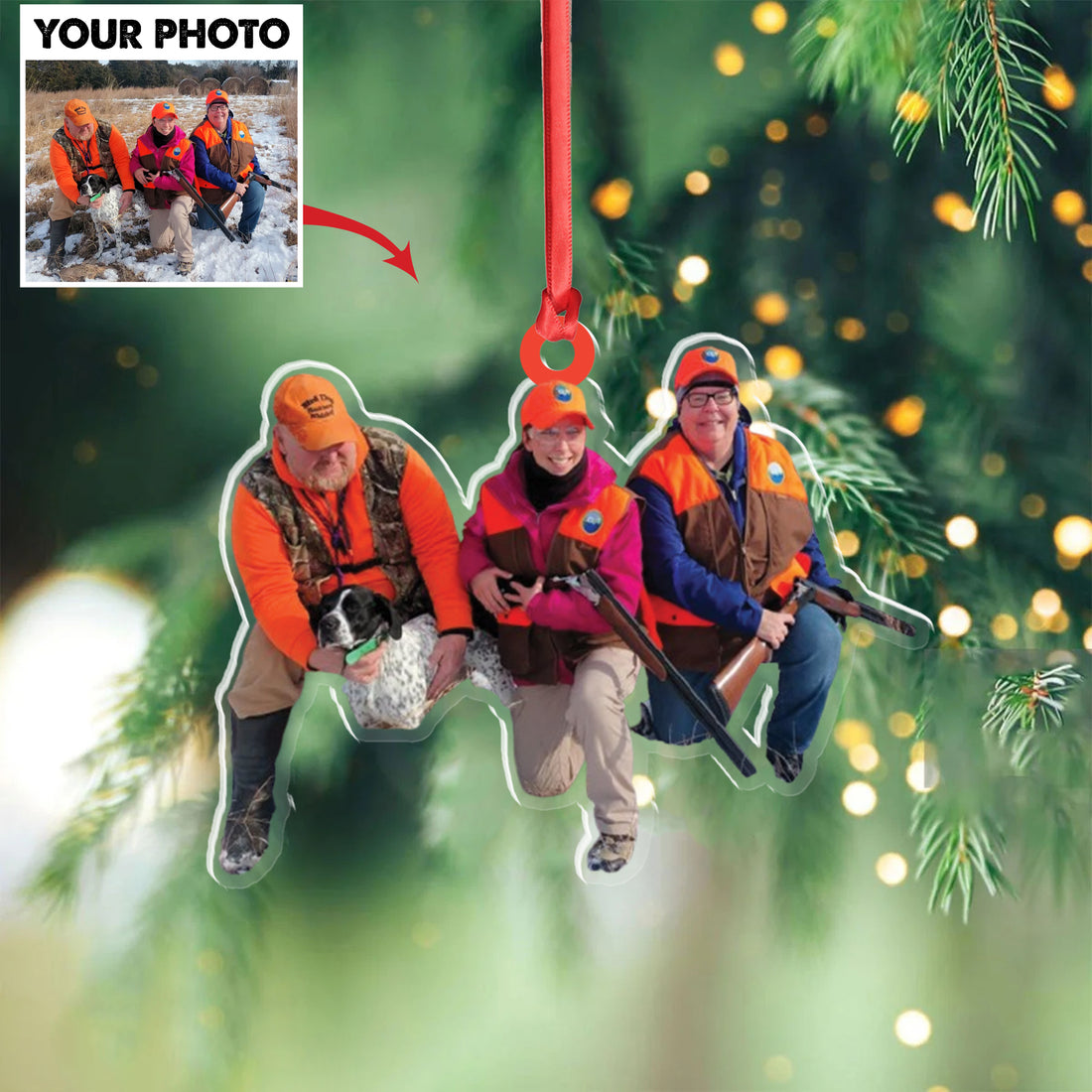 Personalized Hunting Acrylic Christmas Ornament – Custom Photo Gift for Hunters & Outdoor Lovers