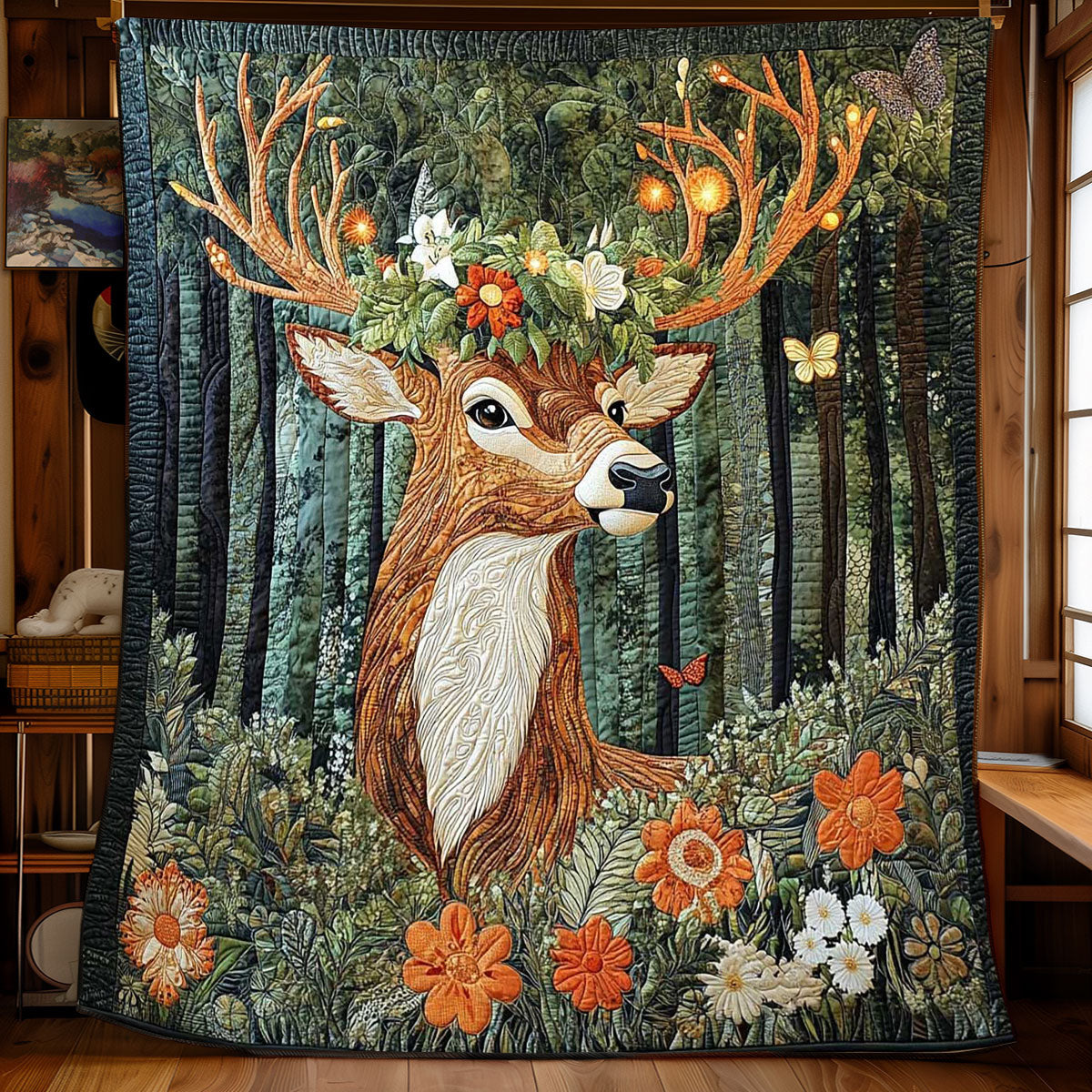 Forest Spirit Stag Quilt Blanket
