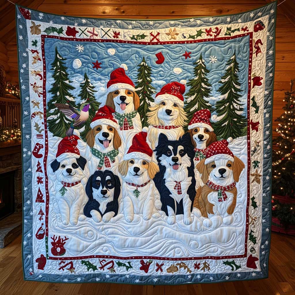 Christmas Dog Parade Quilt Blanket