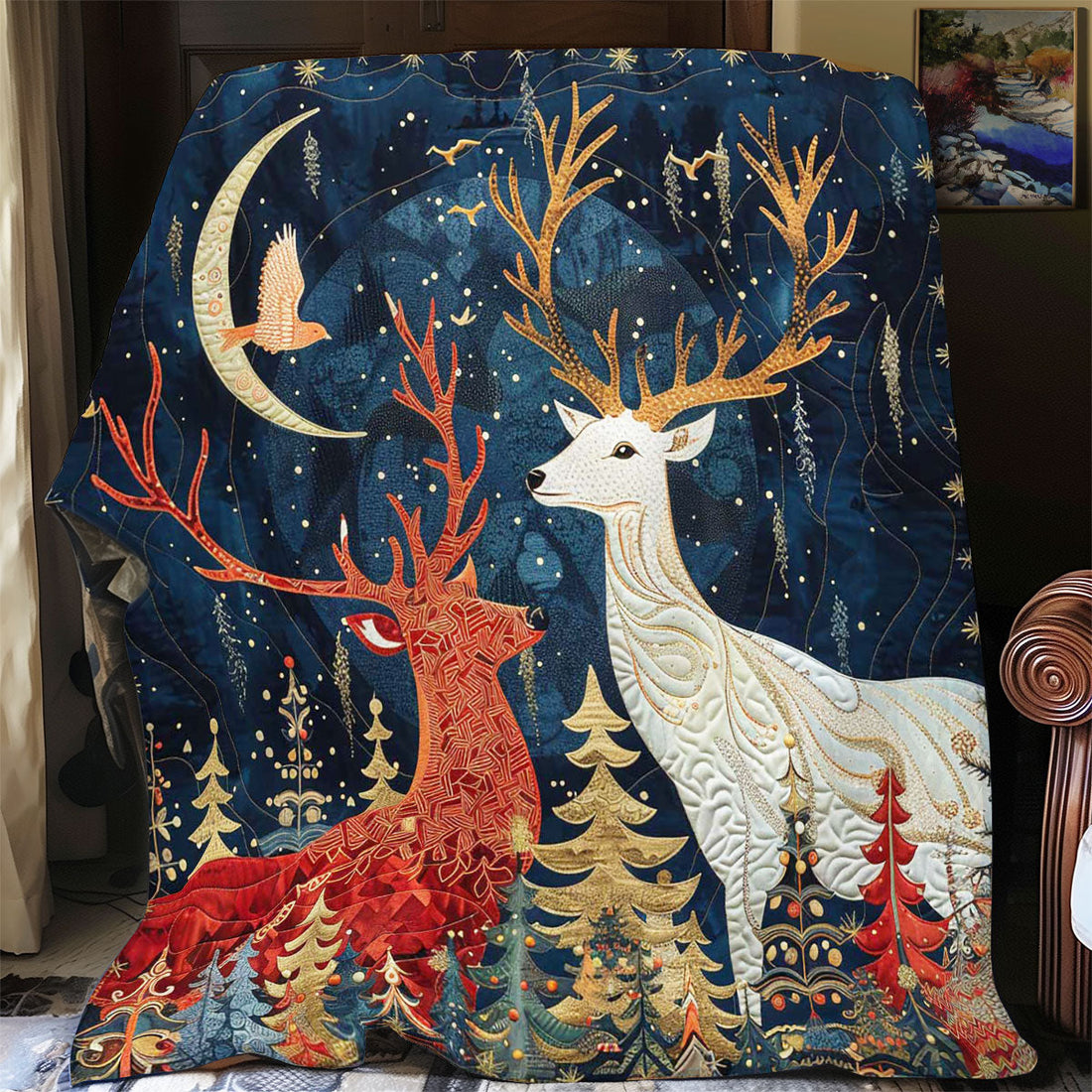 Couple Stag Quilt Blanket