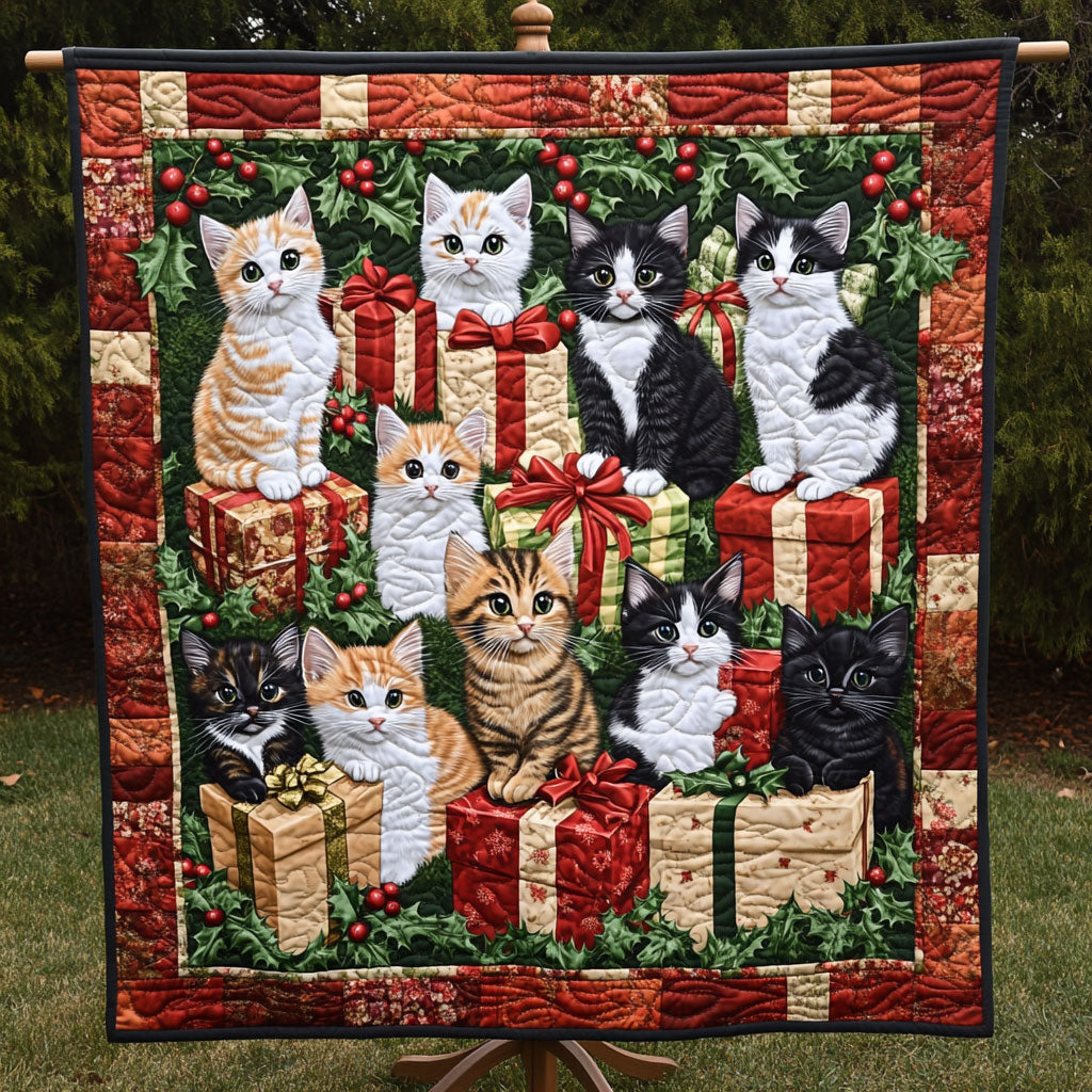 Cat Christmas Holiday Cheer Quilt Blanket