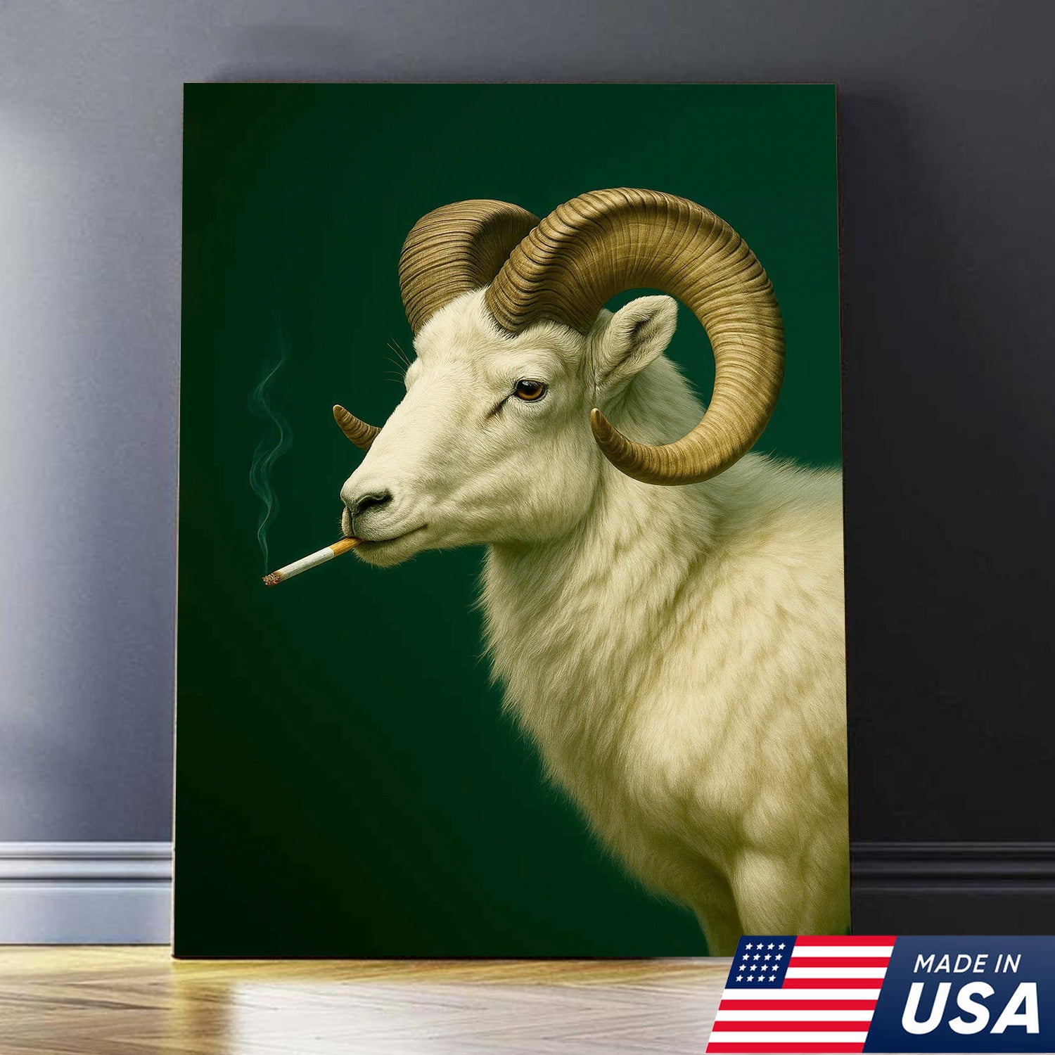 Dall Sheep Wall Art Canvas - Rustic Wildlife Decor for Cabin & Lodge - Hunting Gift Artwork