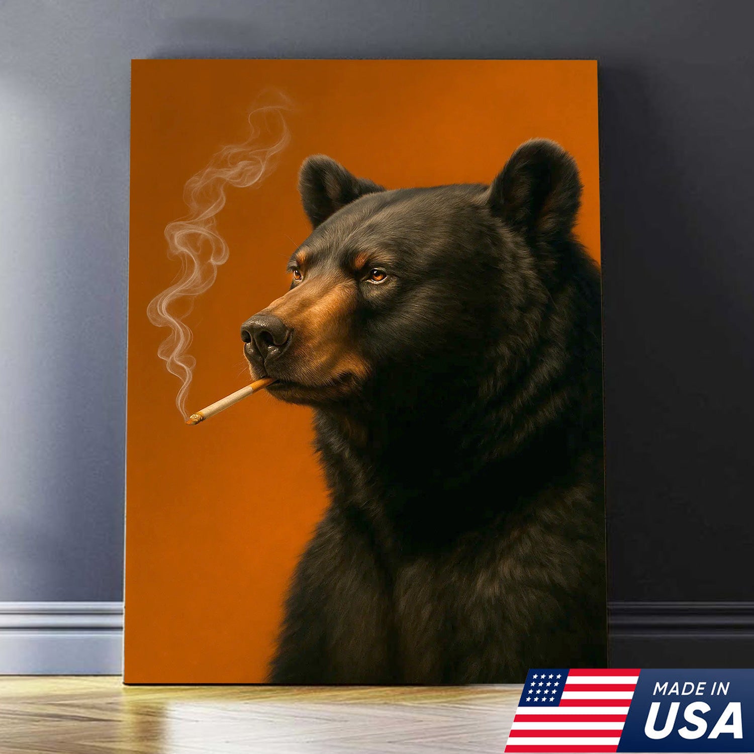 Black Bear Canvas Wall Art – Bold Rustic Wildlife Decor for Cabin, Lodge & Nature Lovers