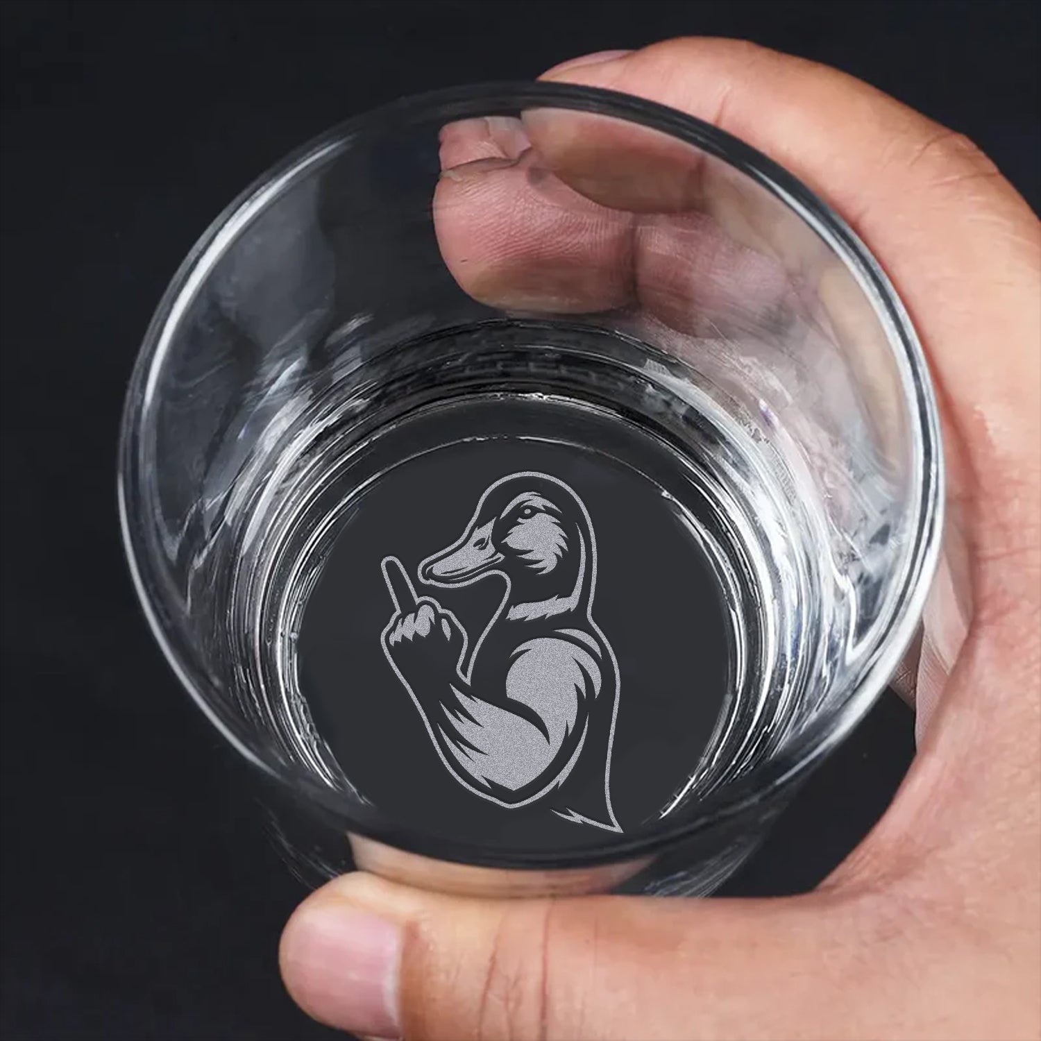 Funny Duck Whiskey Decanter Set – Engraved Drinking Glass for Hunters & Whiskey Lovers