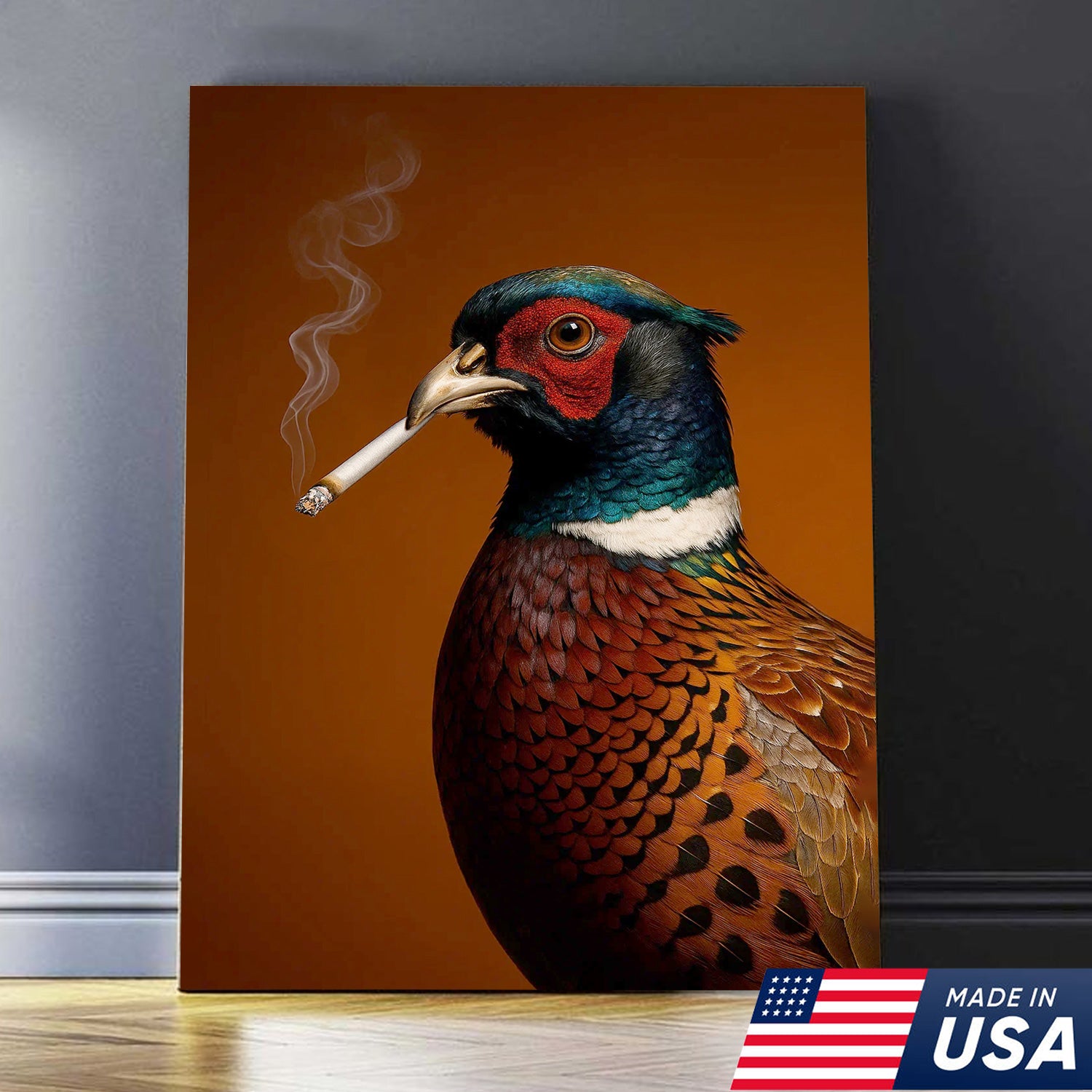 Pheasant Canvas Wall Art – Vibrant Rustic Wildlife Decor for Cabin, Lodge & Hunting Enthusiasts