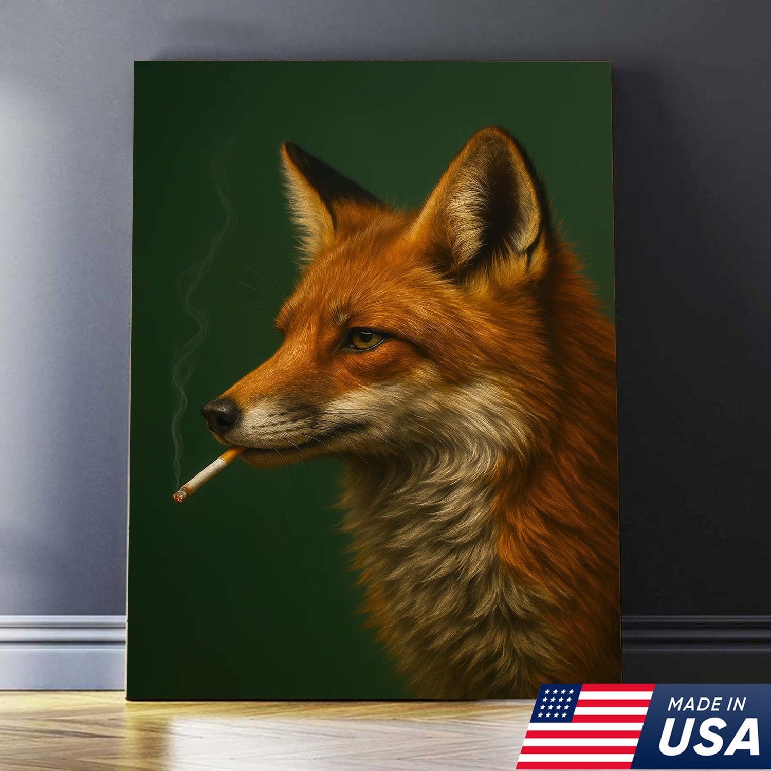 Rustic Red Fox Canvas Wall Art – Nature Inspired Cabin Decor – Unique Wildlife Wall Hanging