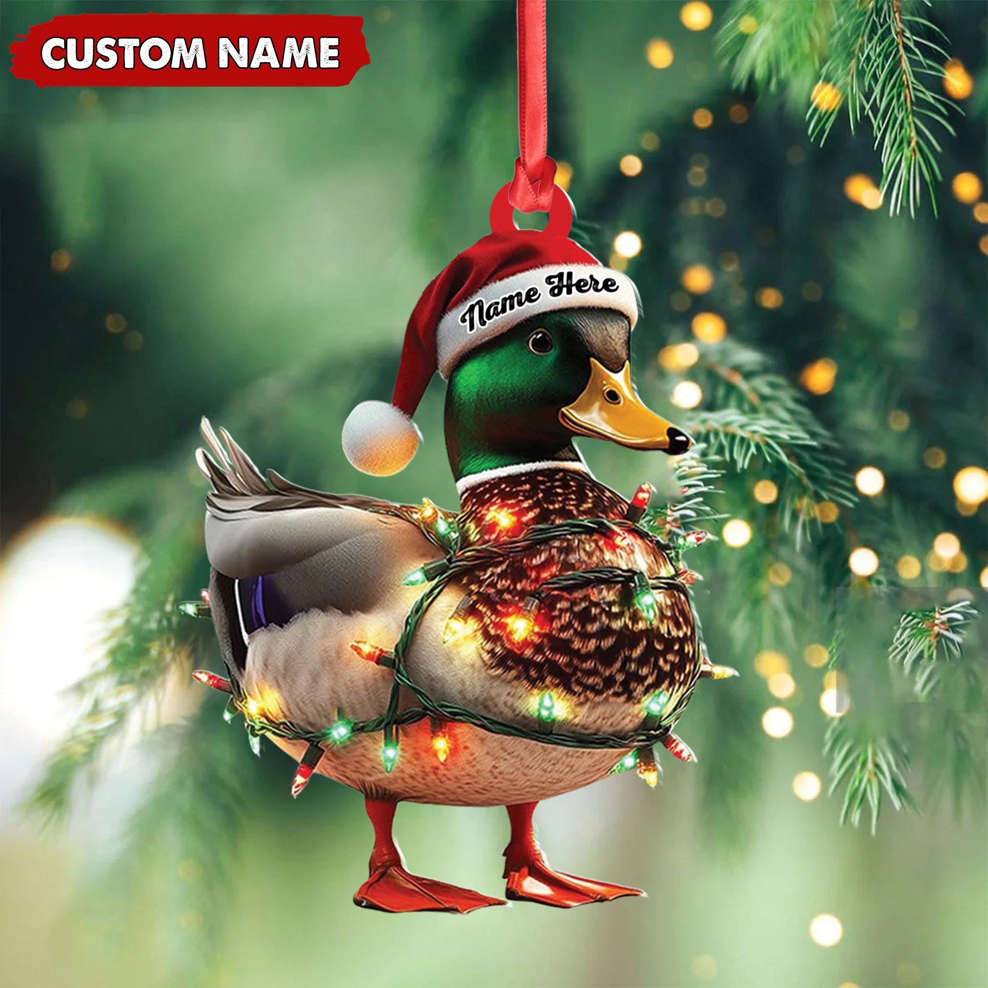 Personalized Duck Acrylic Christmas Ornament – Funny Custom Hunting Tree Decoration For Hunters